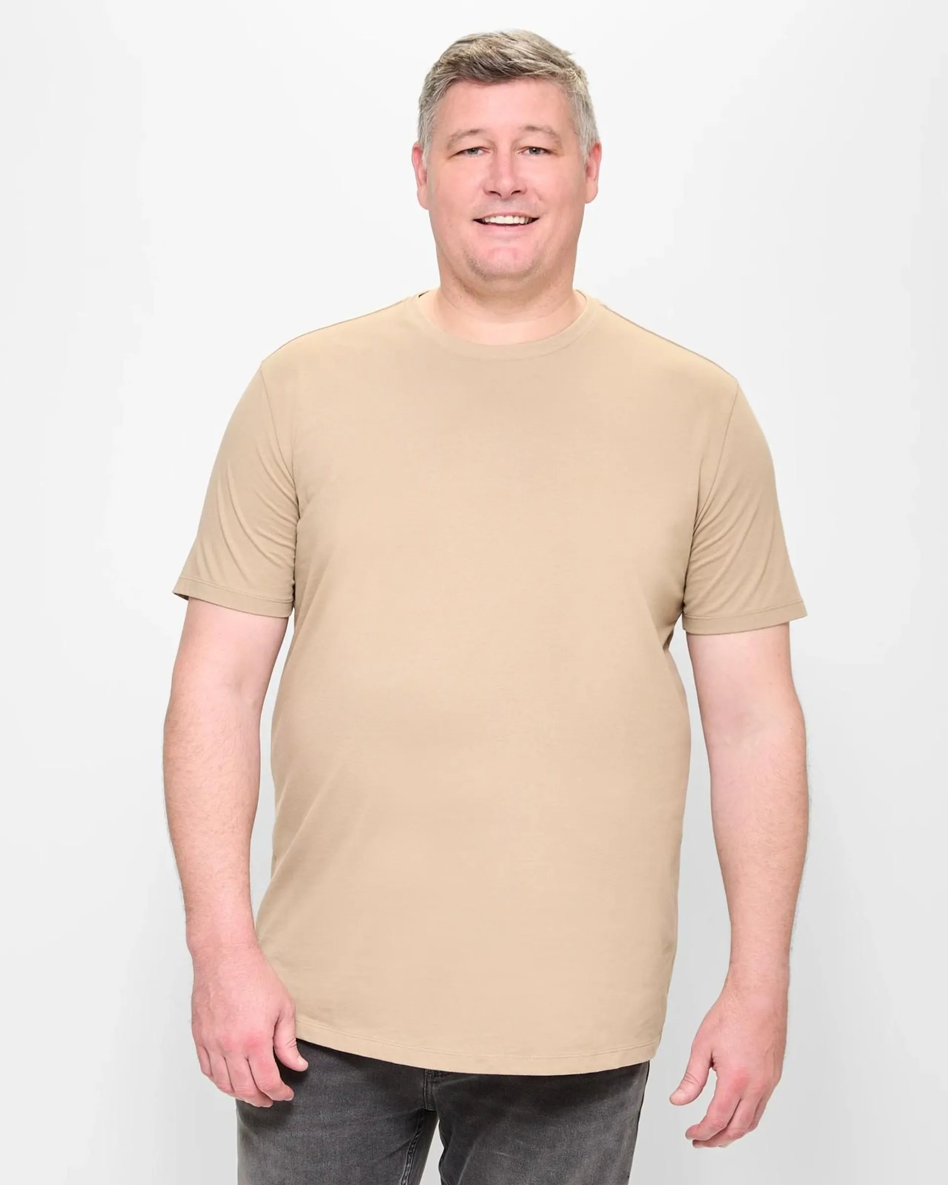 Plus Size Australian Cotton Crew T-Shirt - Stone