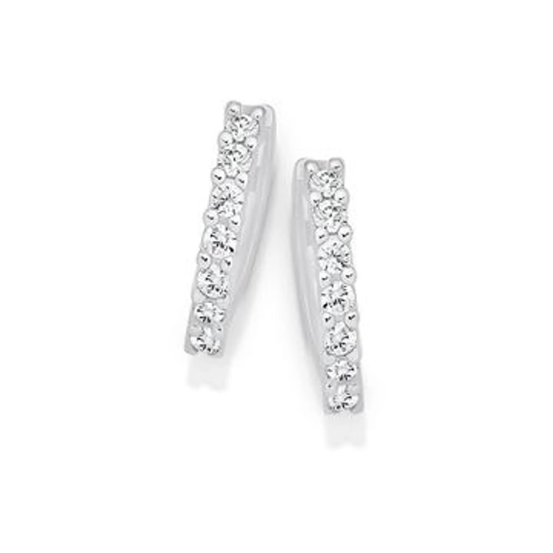 Sterling Silver 10mm Cubic Zirconia Hoop Earrings