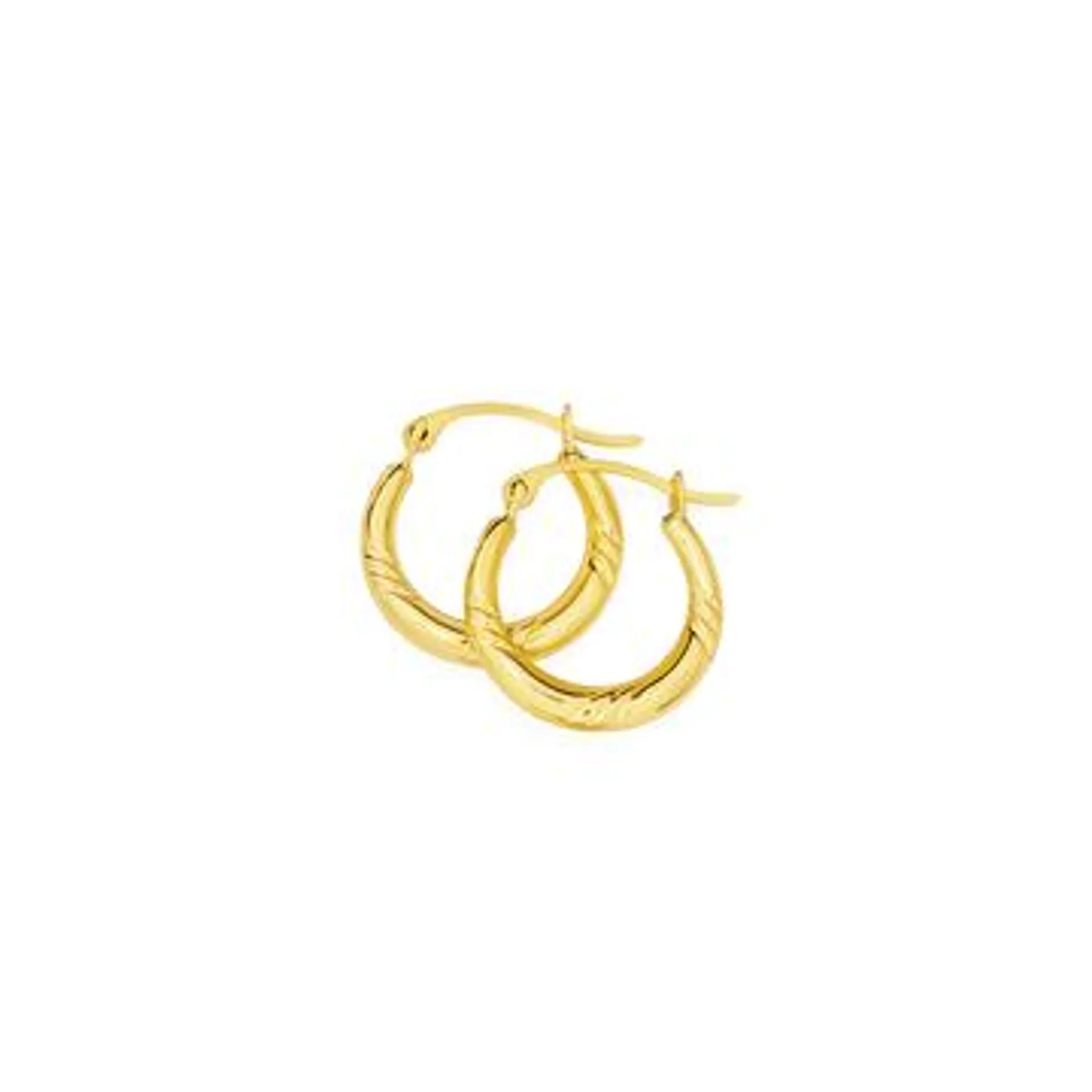 9ct Gold Striped Creole Earrings