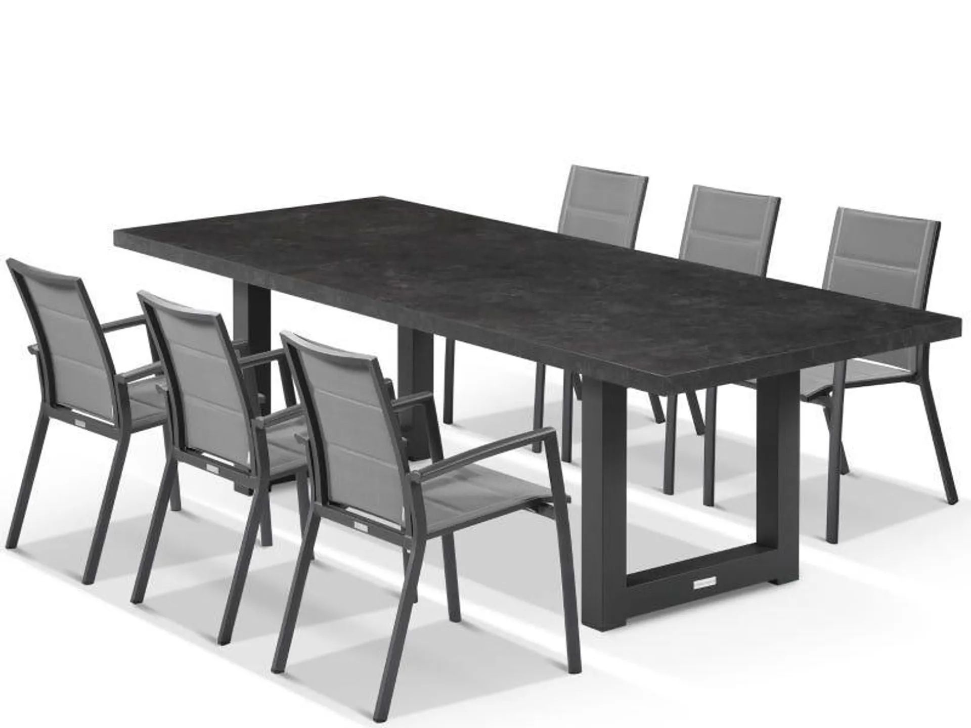 Modena Ceramic Table With Sevilla Padded Chairs 7pc Outdoor Dining Setting