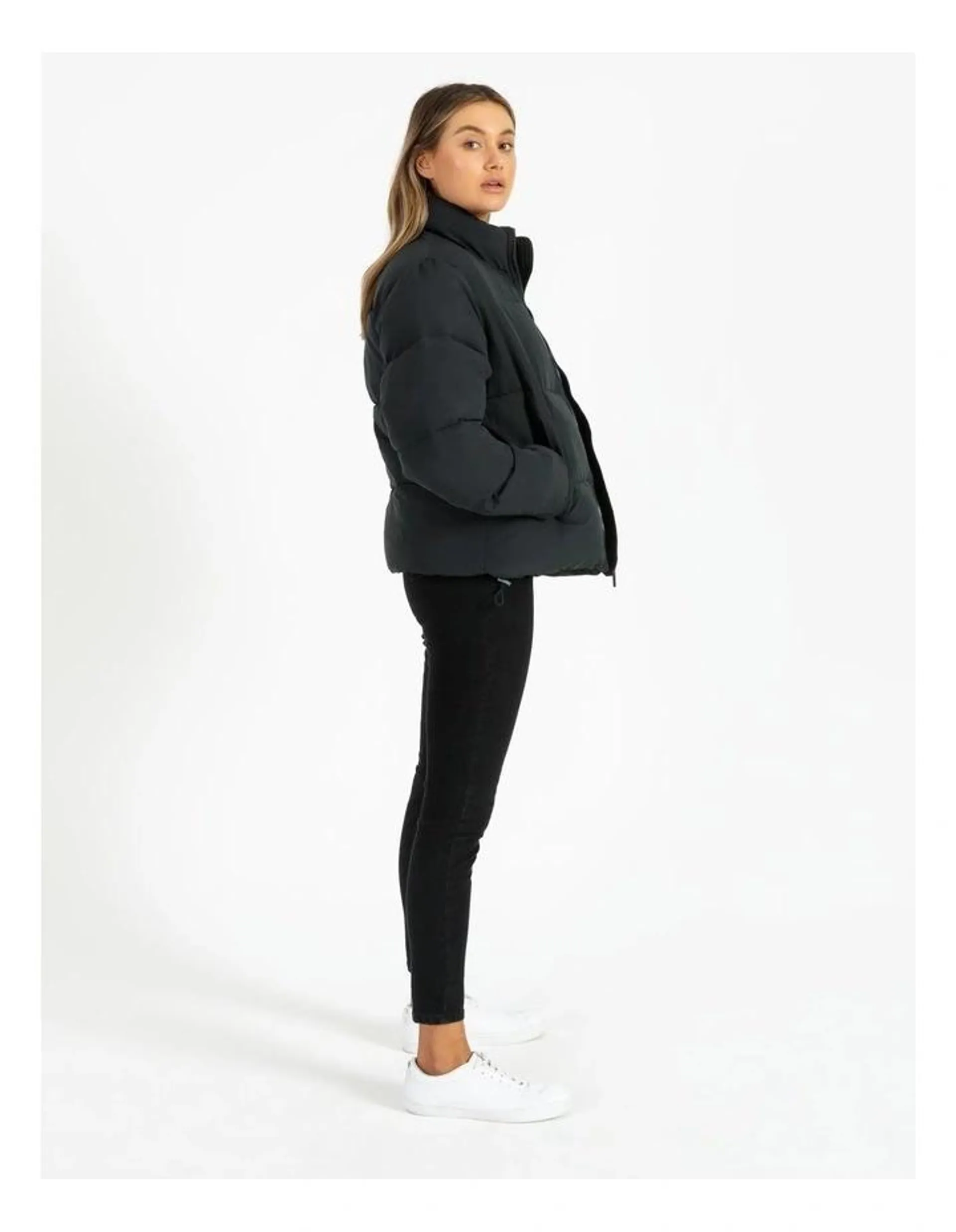 Rochester Athletic Puffer Jacket in Black