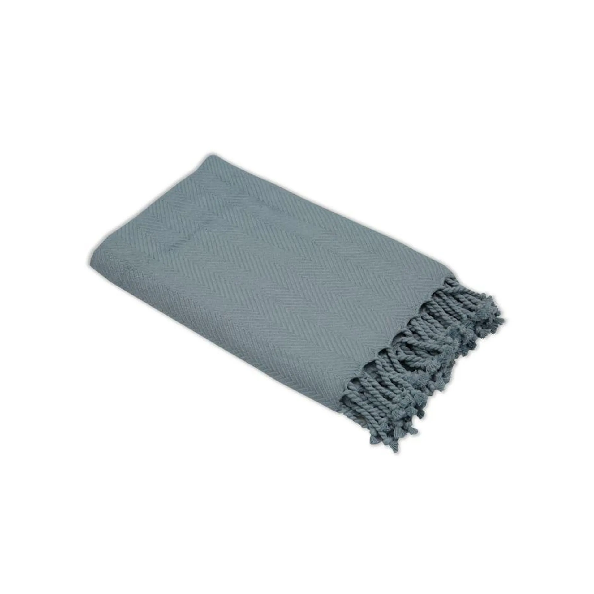 Herringbone Plain Throw Blue