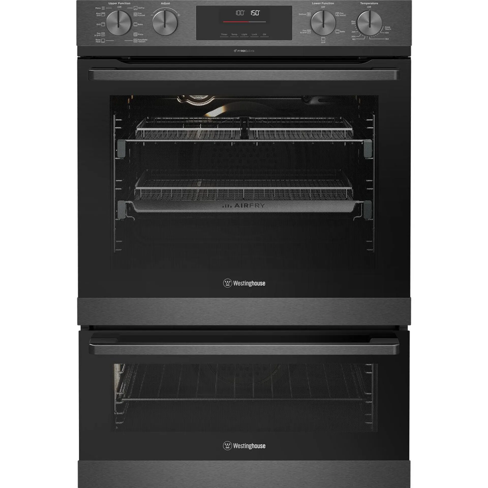 Westinghouse 60cm Multi-Function Pyrolytic Double Oven and SteamBake Dark Stainless Steel WVEP6727DD