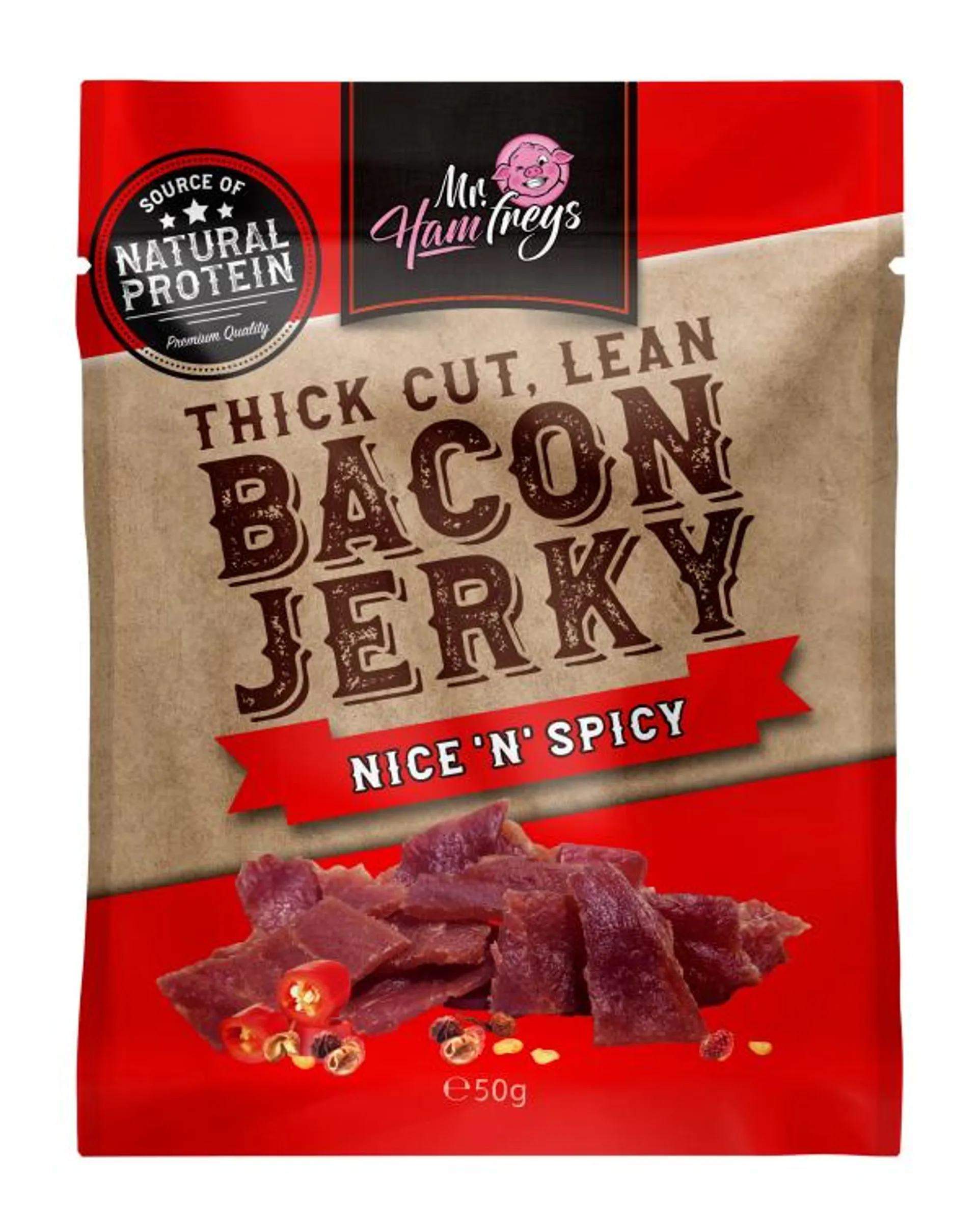 Mr Hamfreys Bacon Jerky Nice N Spicy 50g