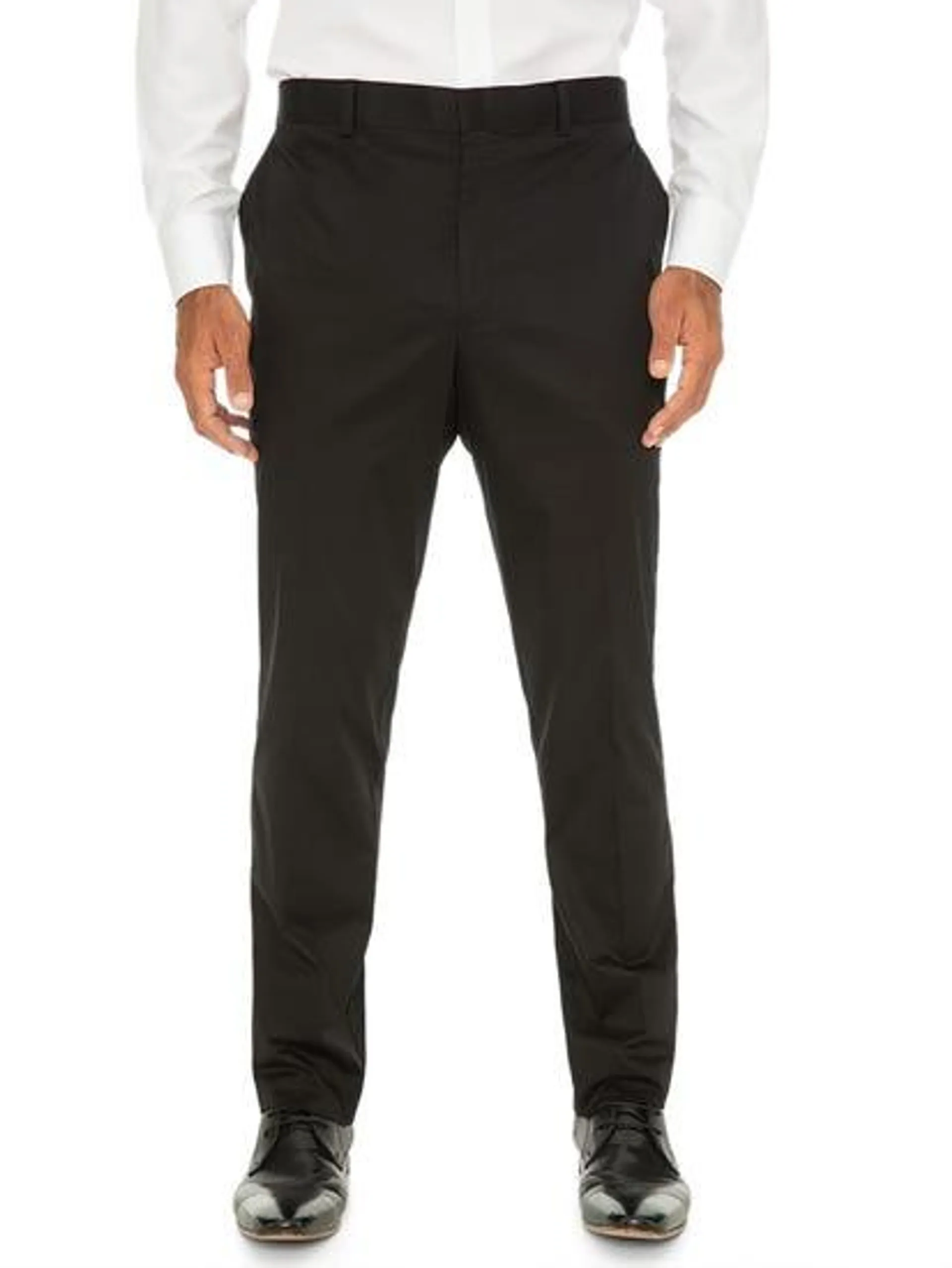 Cotton Sateen Trousers Black - Regular Fit