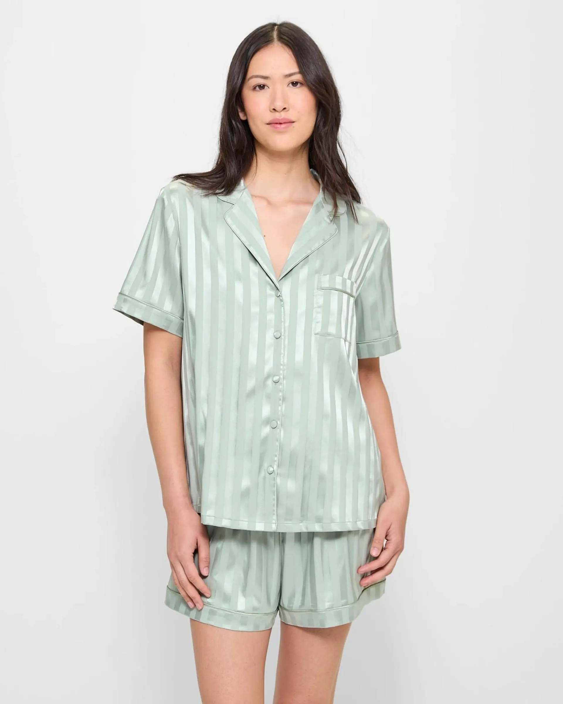 Stripe Satin Short Pyjama Set