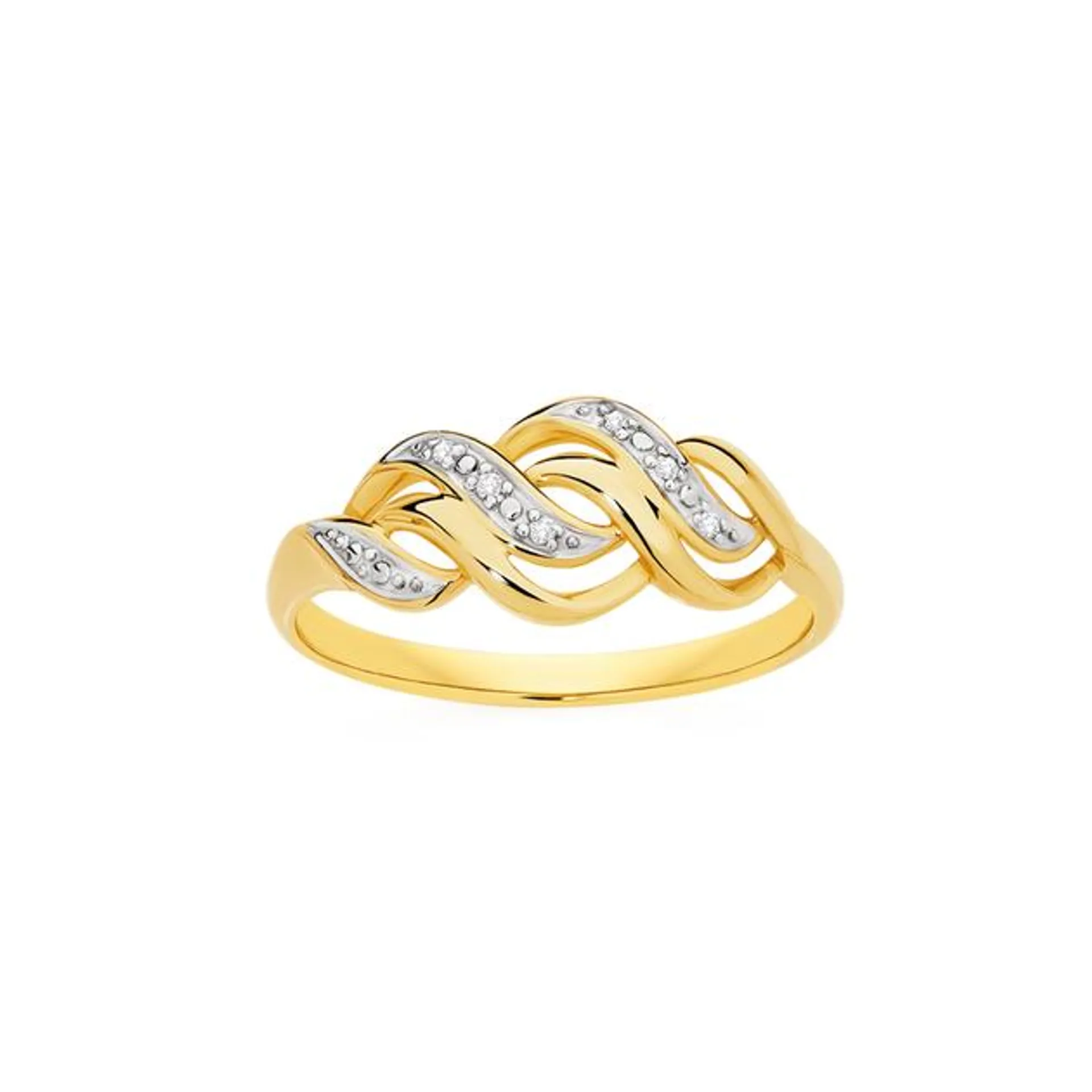 9ct Gold Diamond Intertwined Ring