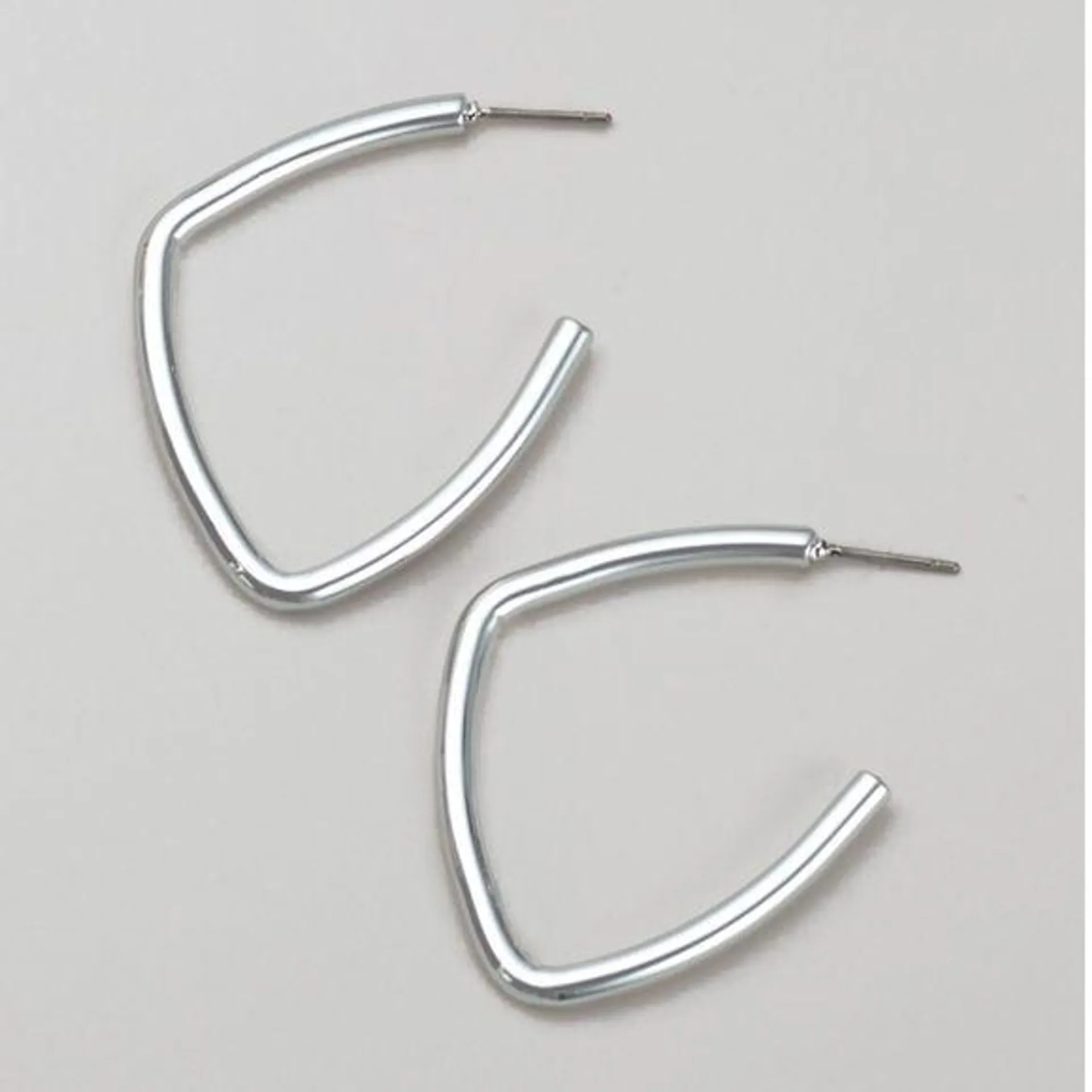 Silvertone Angled Hoop Earrings