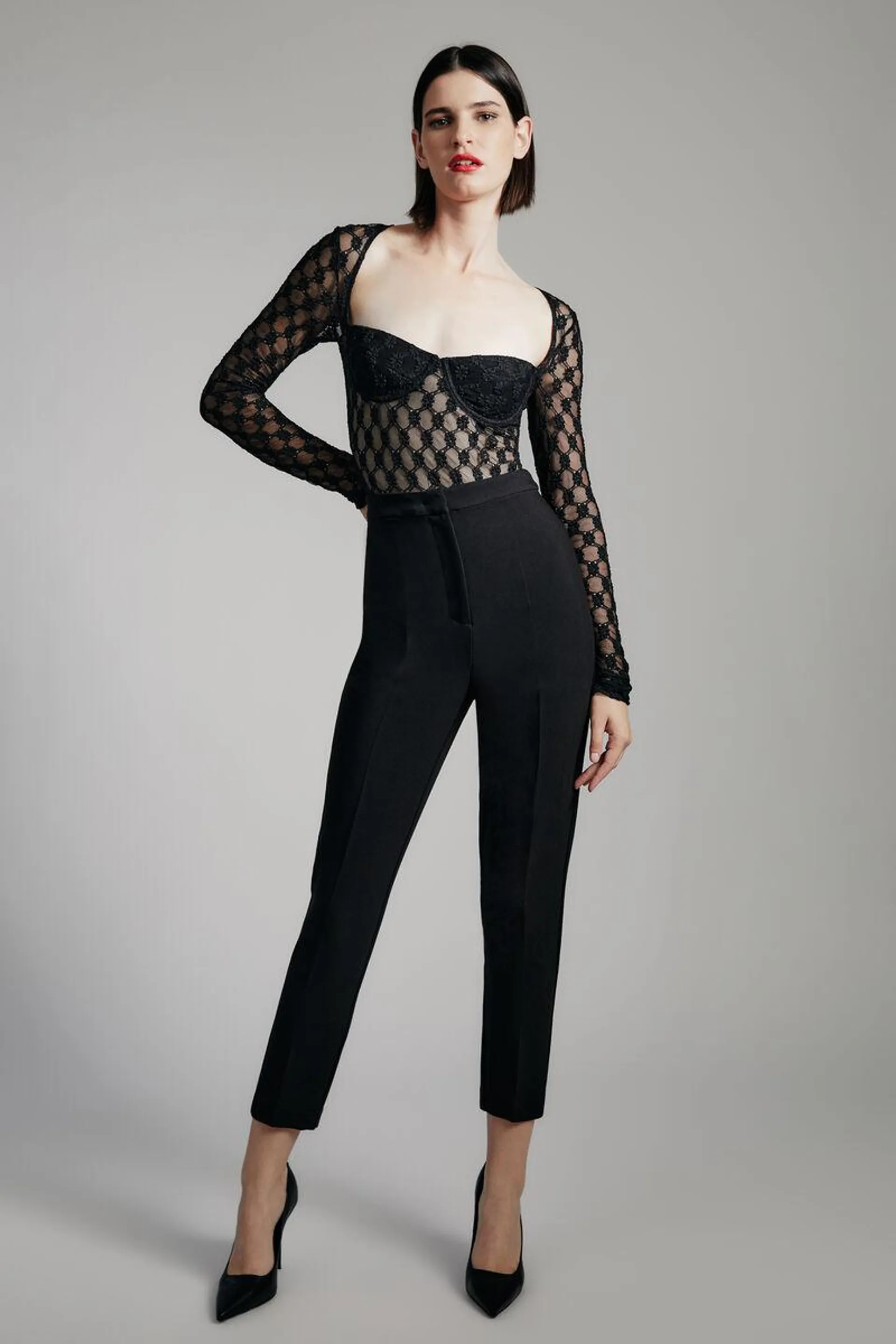 adoni long sleeve bodysuit in black