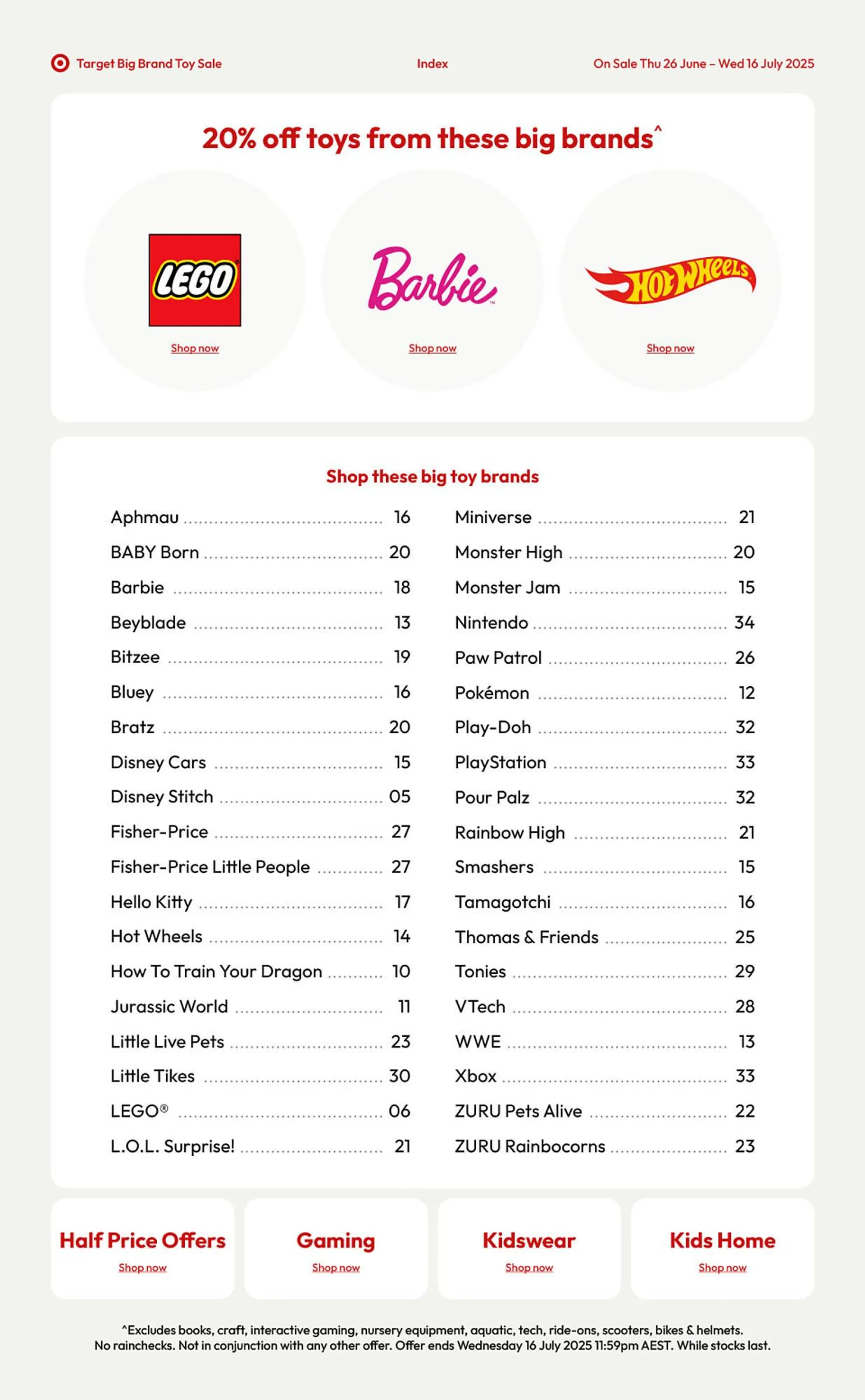 Target catalogue - Catalogue valid from 26 June to 16 July 2025 - page 1