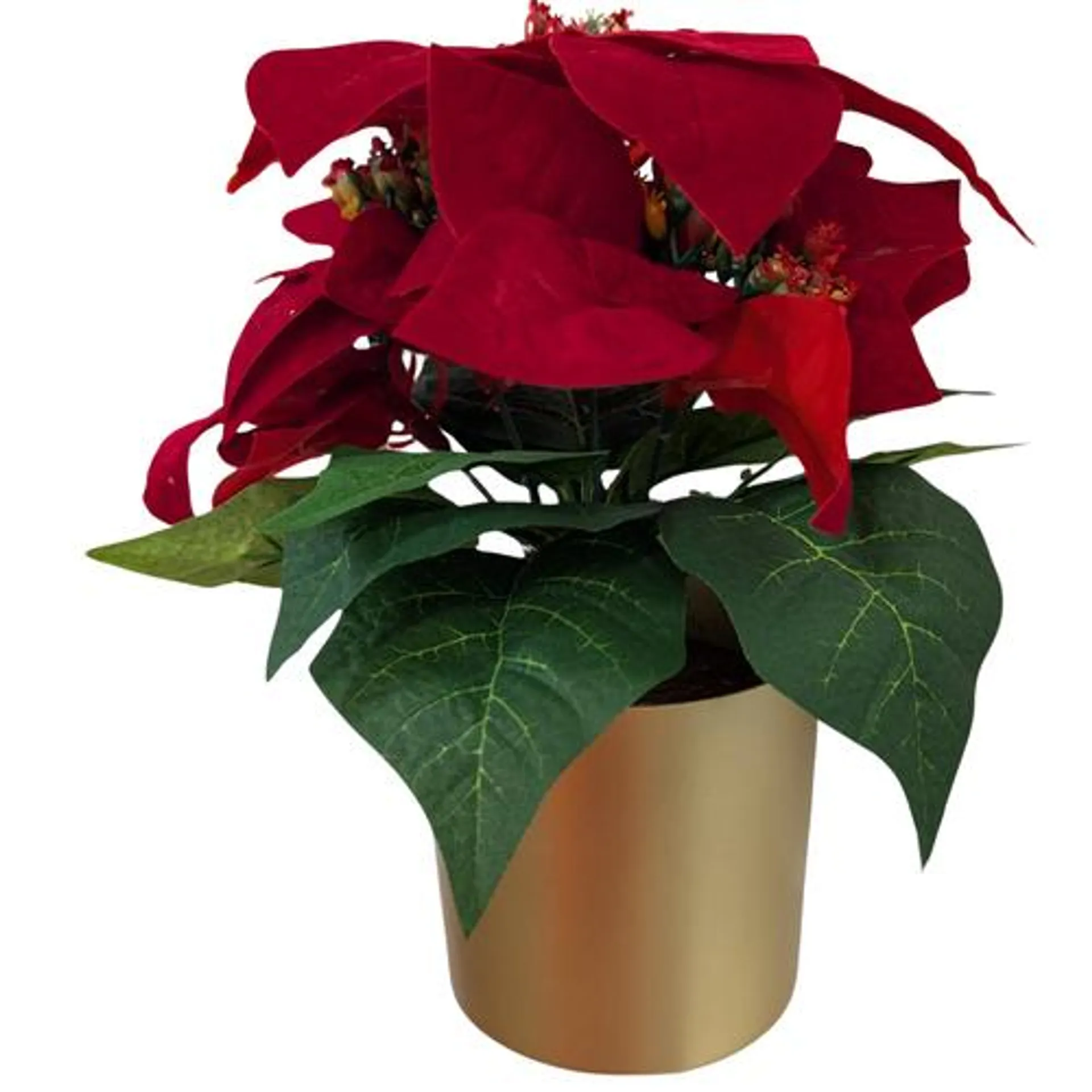 UN-REAL 25cm Red Artificial Christmas Poinsettia Plant