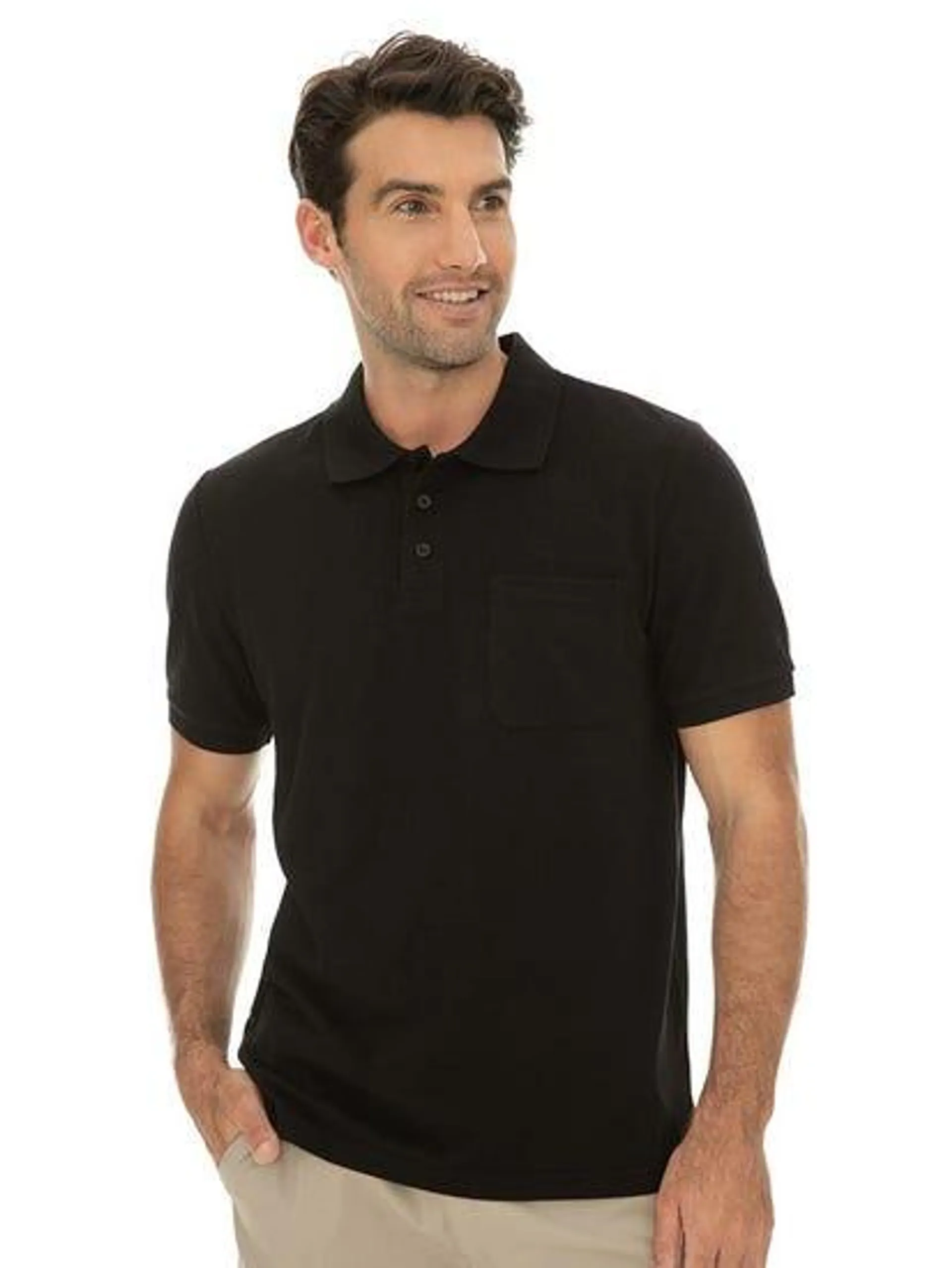 Lowes Plain Black Polo Top With Pocket