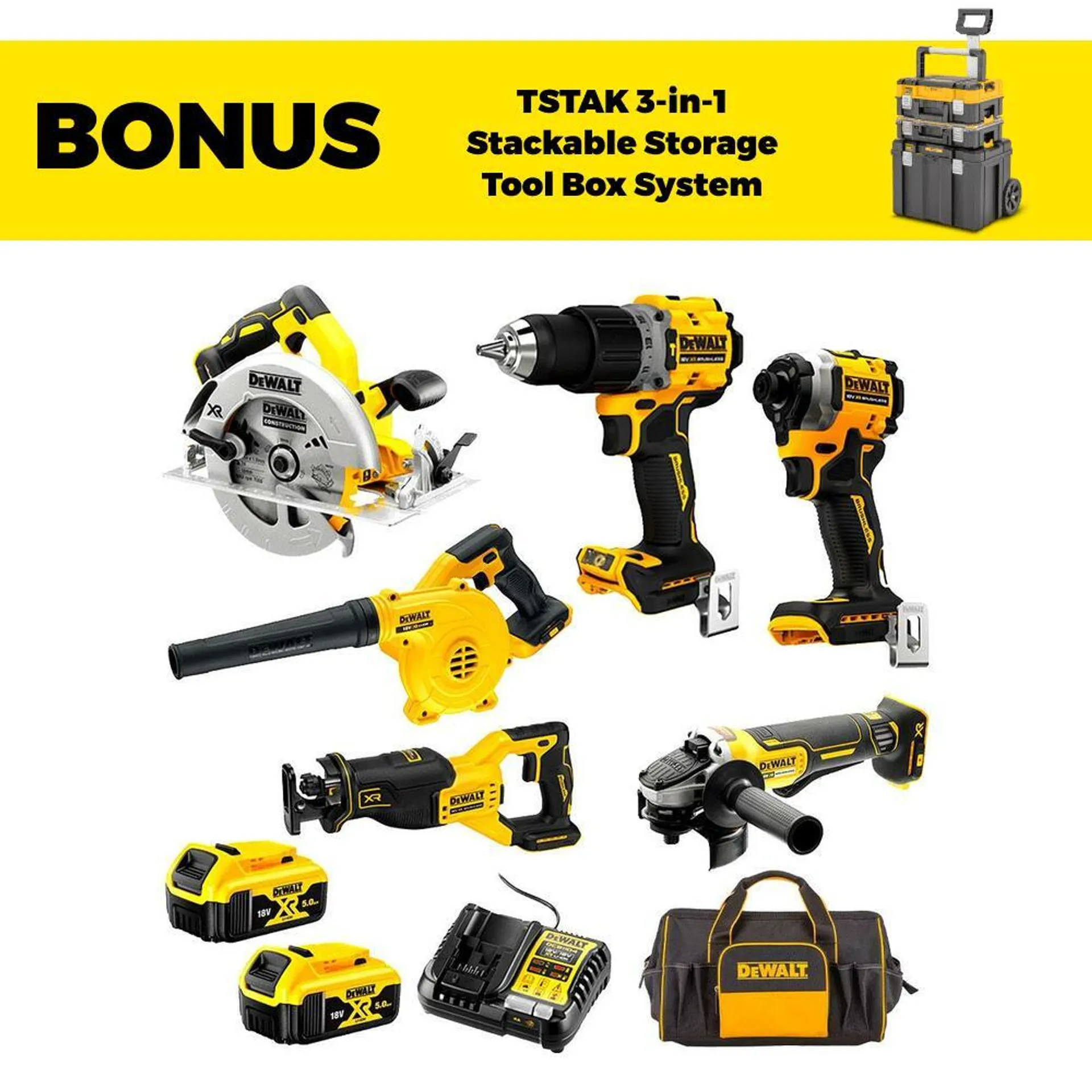 DeWalt DCZ685P2-XE 18V 5.0Ah XR Li-ion Cordless Brushless 6pce Combo Kit