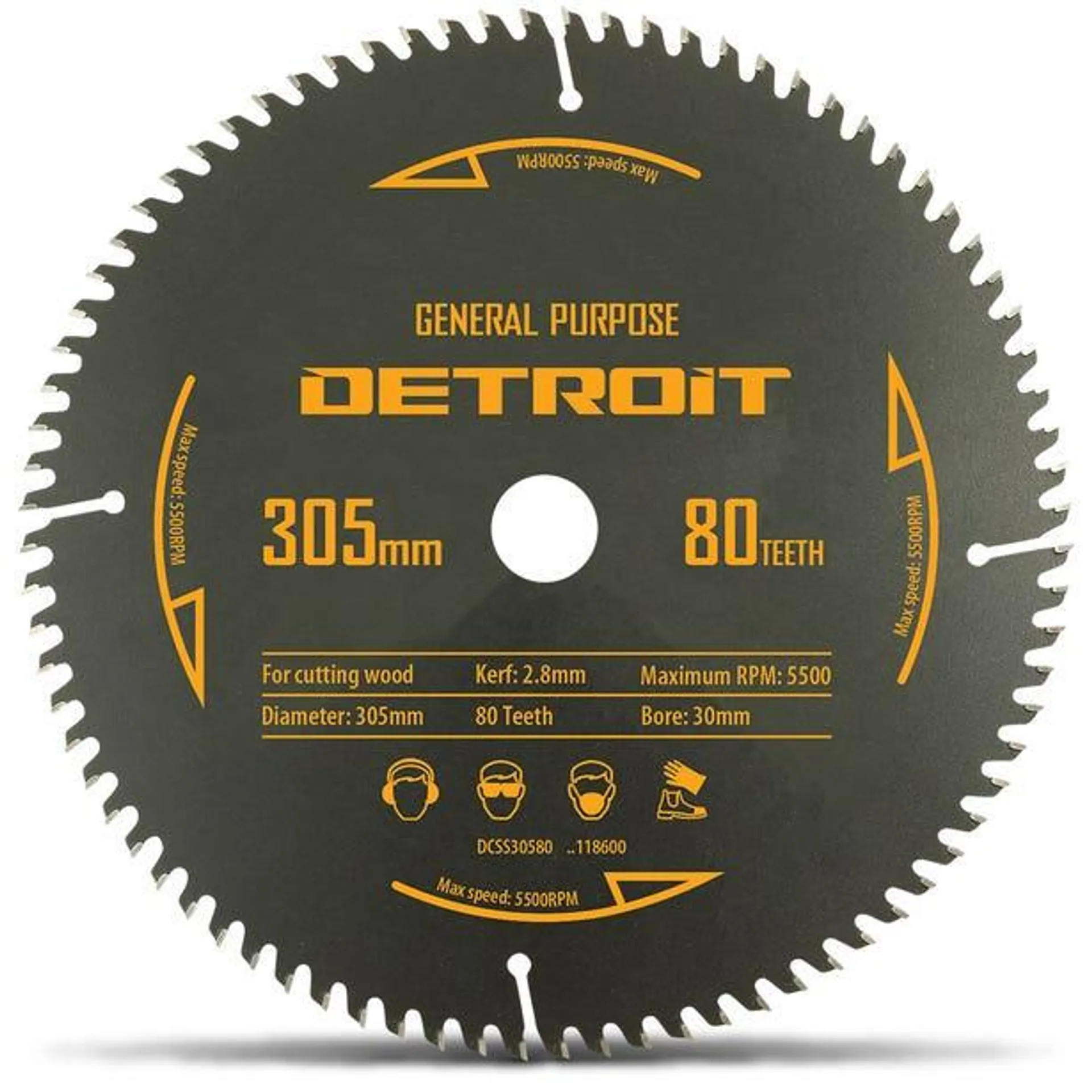 DETROIT 305mm 80T TCT Circular Saw Blade for Wood Cutting