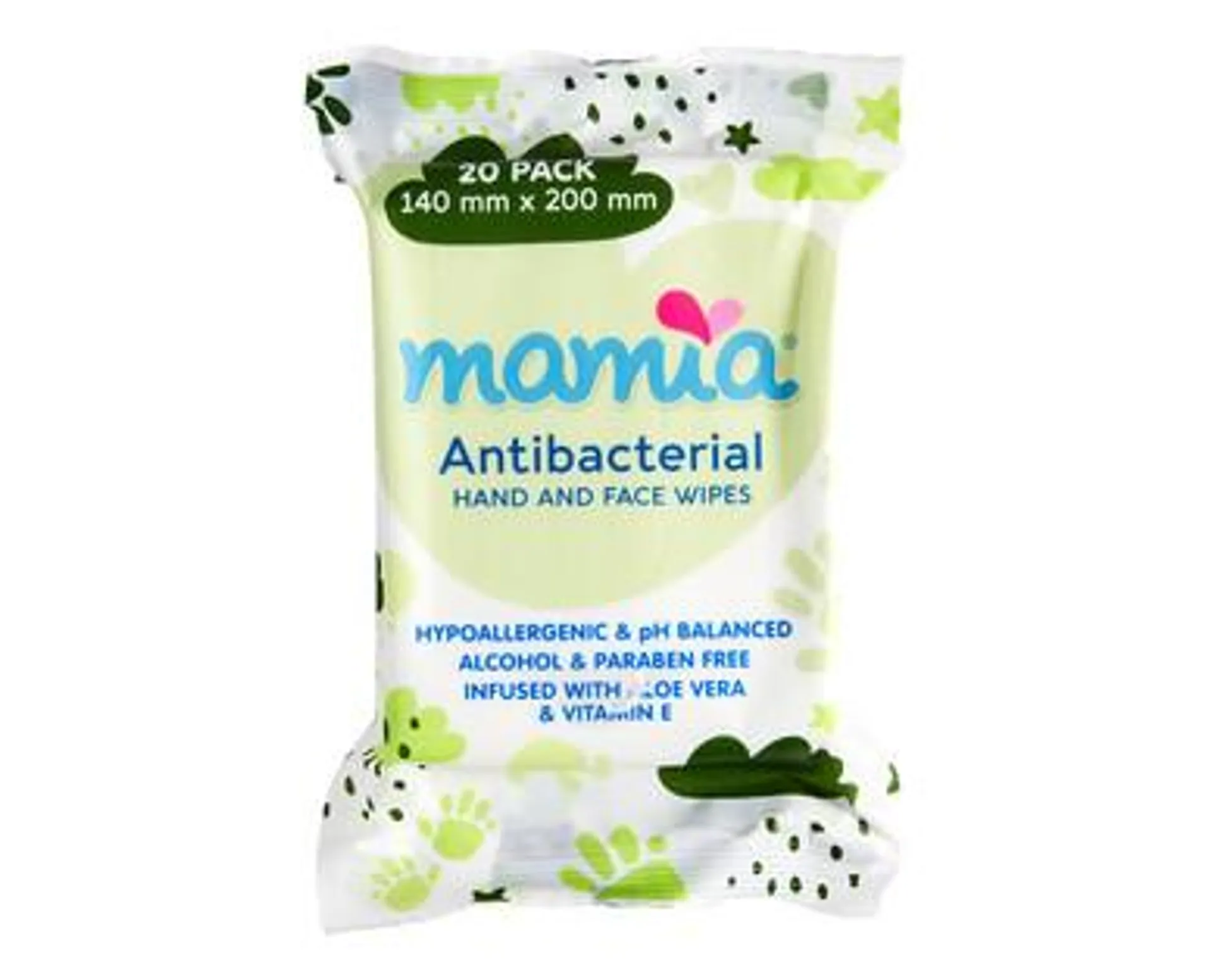 MAMIA ® Anti Bacterial Hand & Face Wipes 20pk