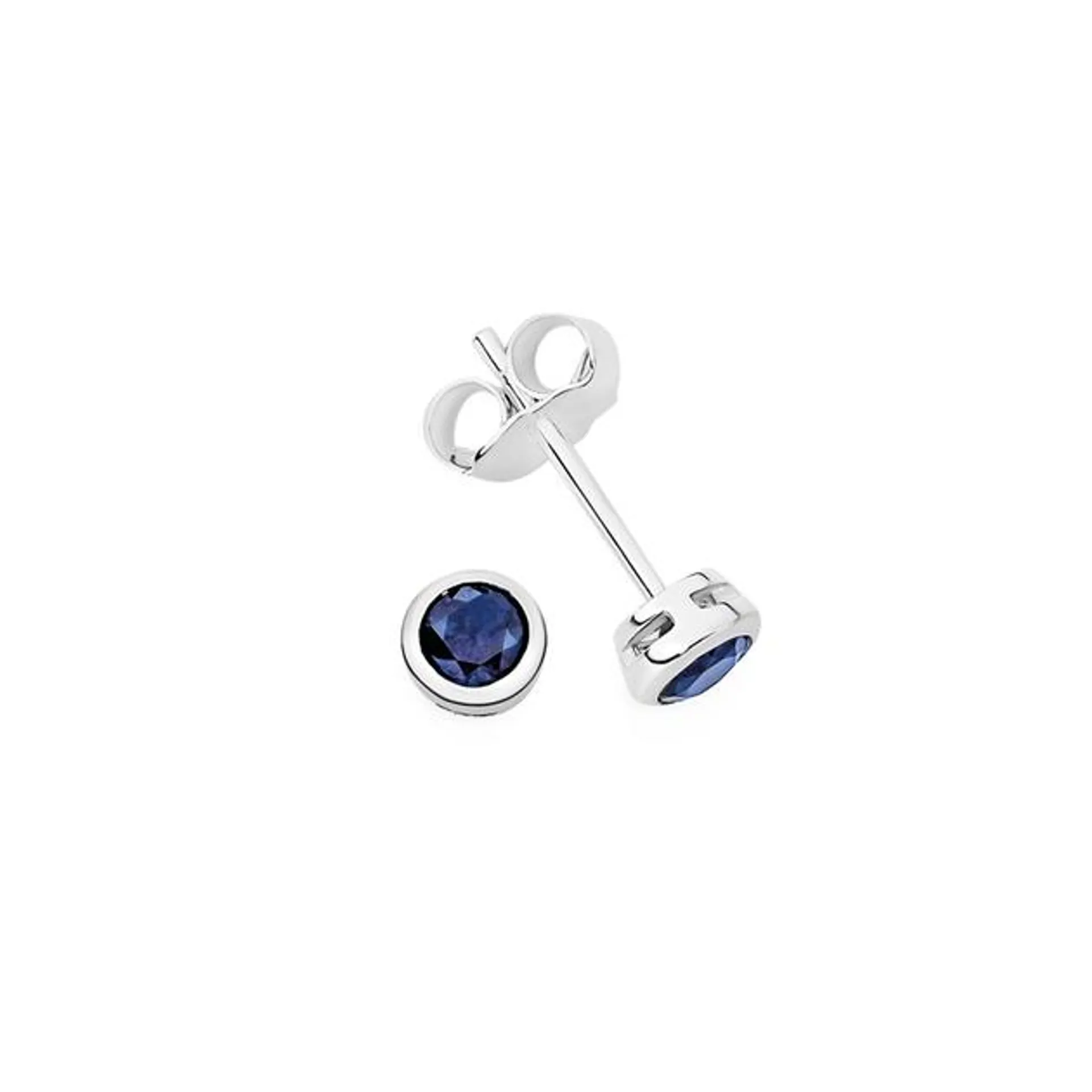 Silver 3mm Bezel Blue CZ Studs