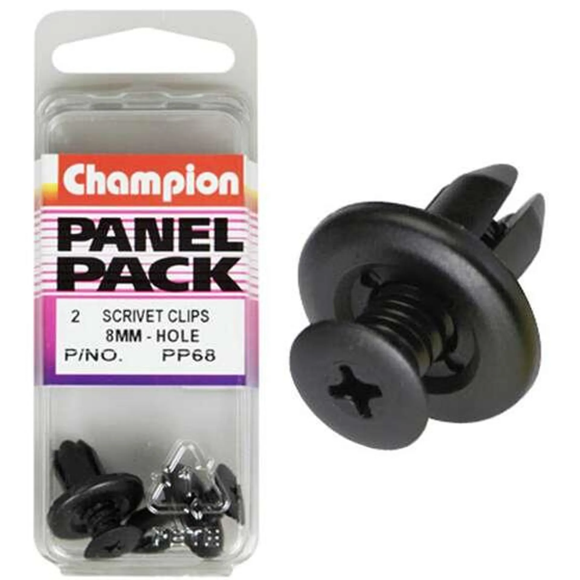 Champion Scrivet Clips - 8mm, PP68, Panel Pack