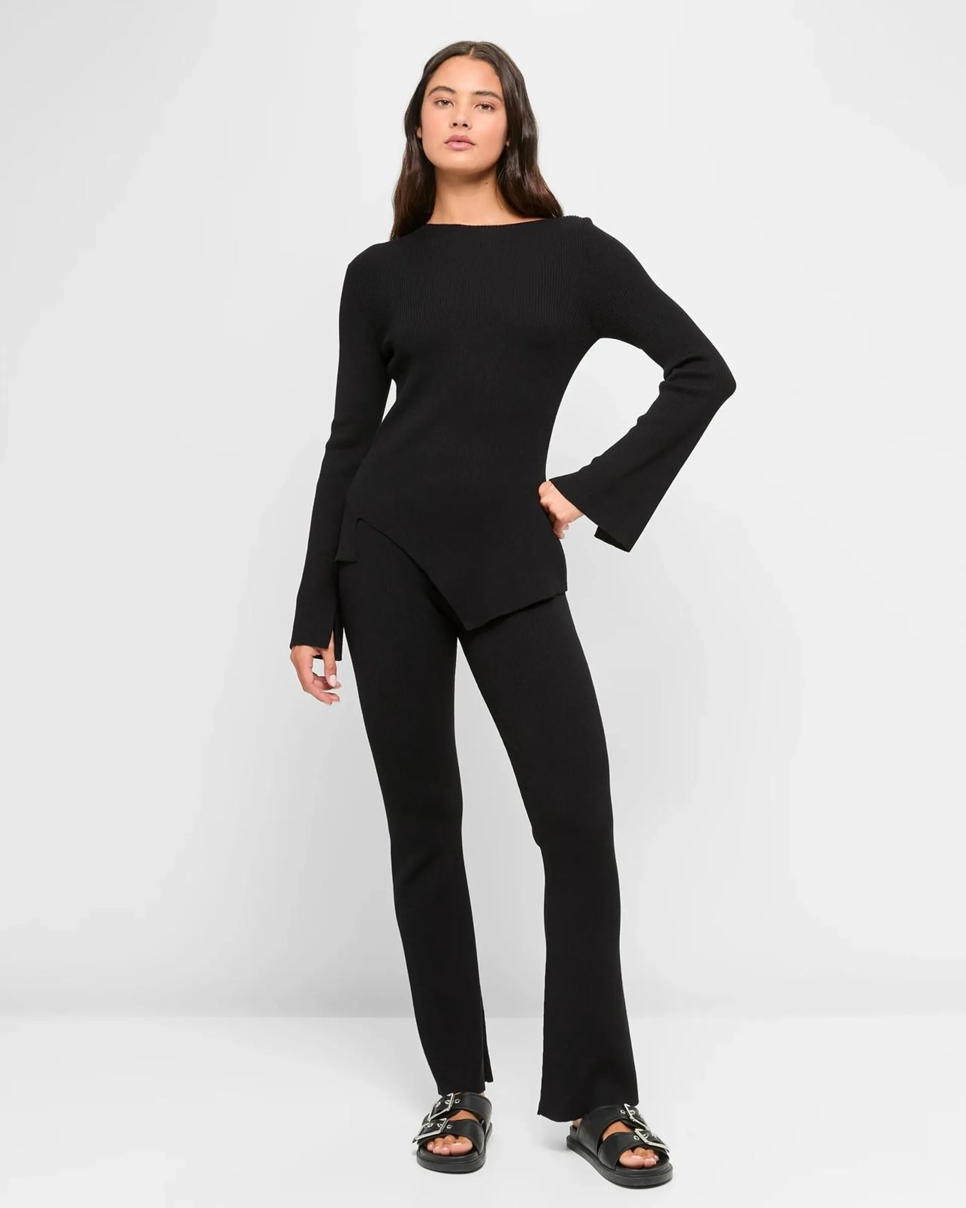 Knit Jazz Flare Pants - Lily Loves - Black