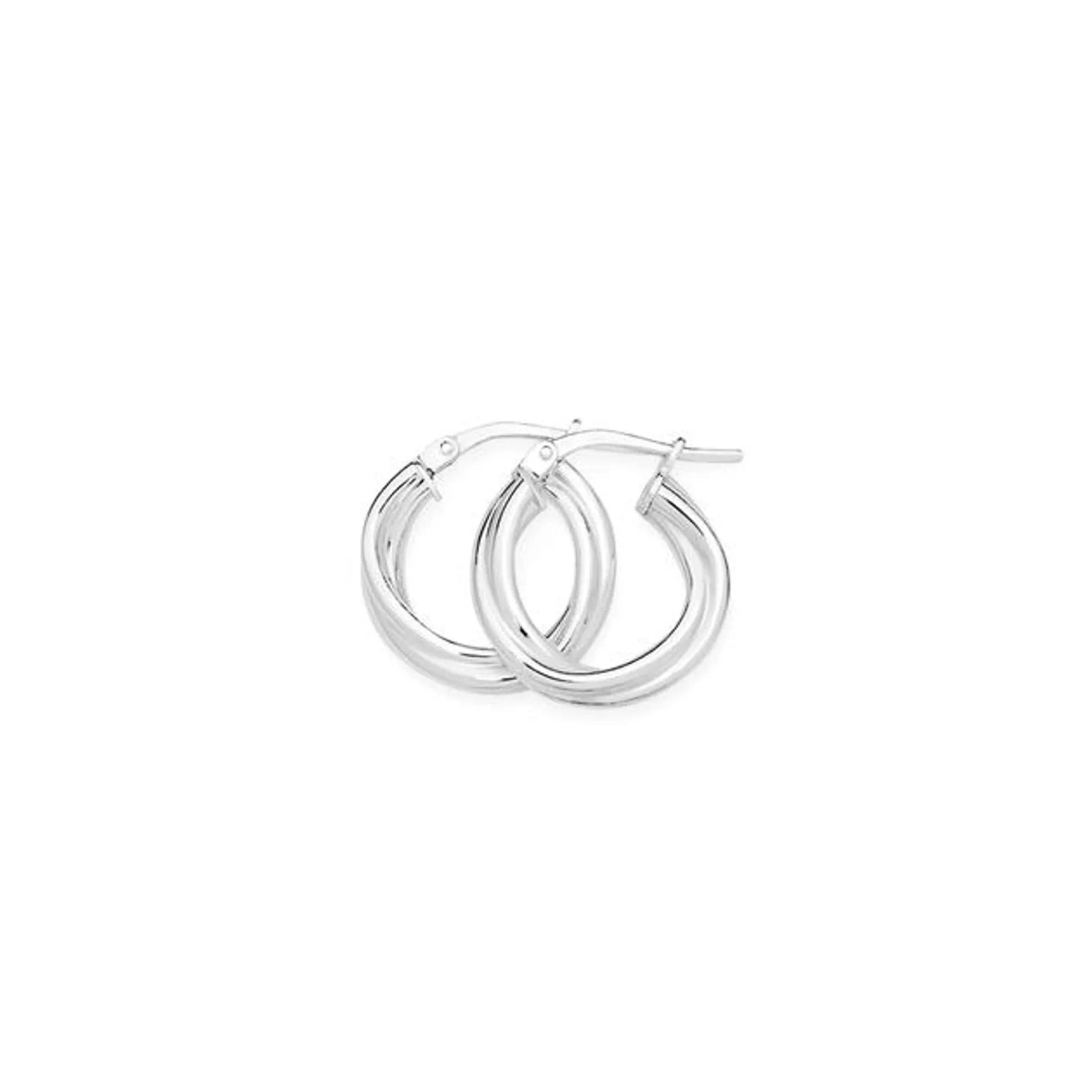 Silver 10mm Loose Twist Hoop Earrings