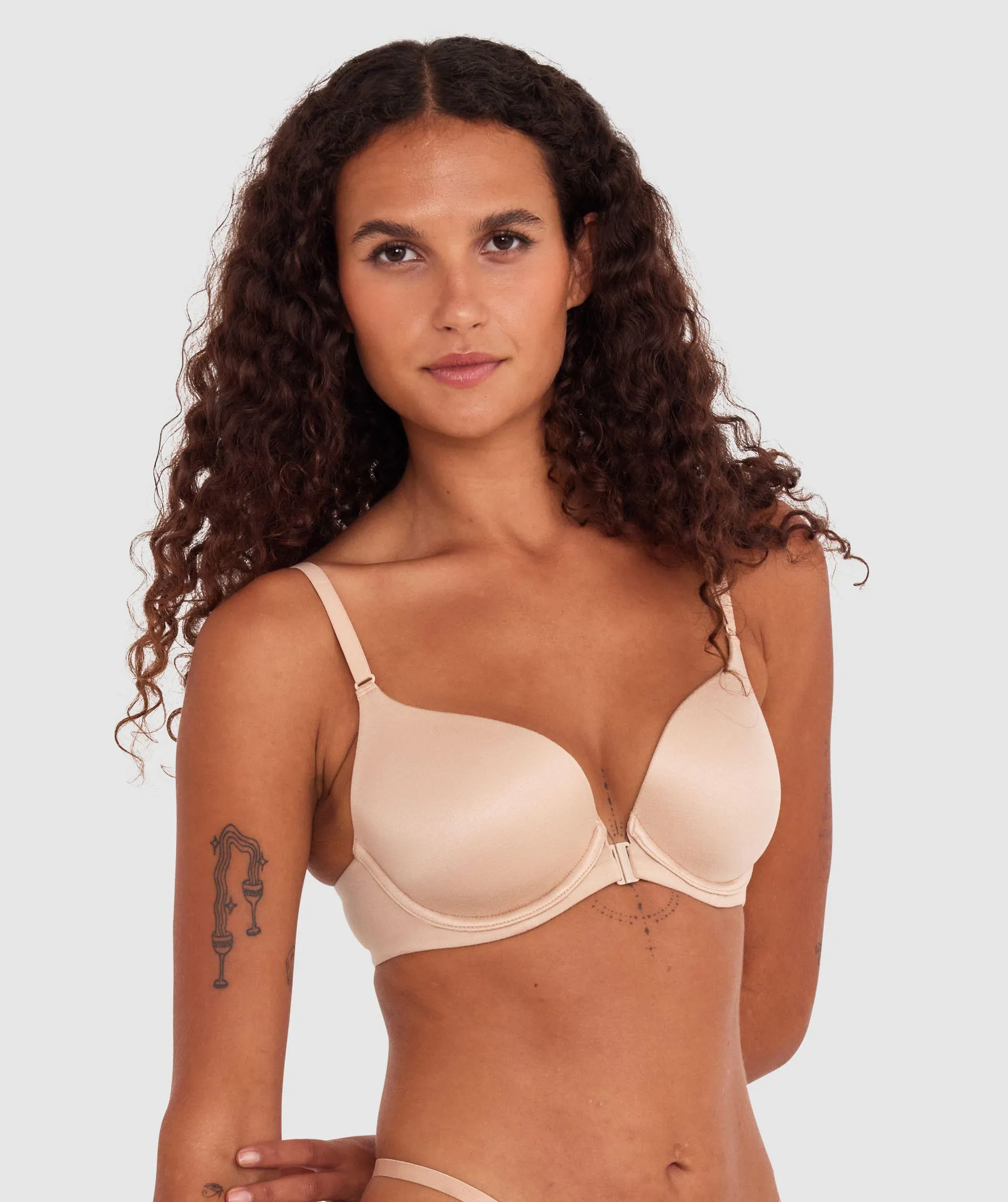 Body Bliss Front Closure Contour Plunge Bra - Nude 2