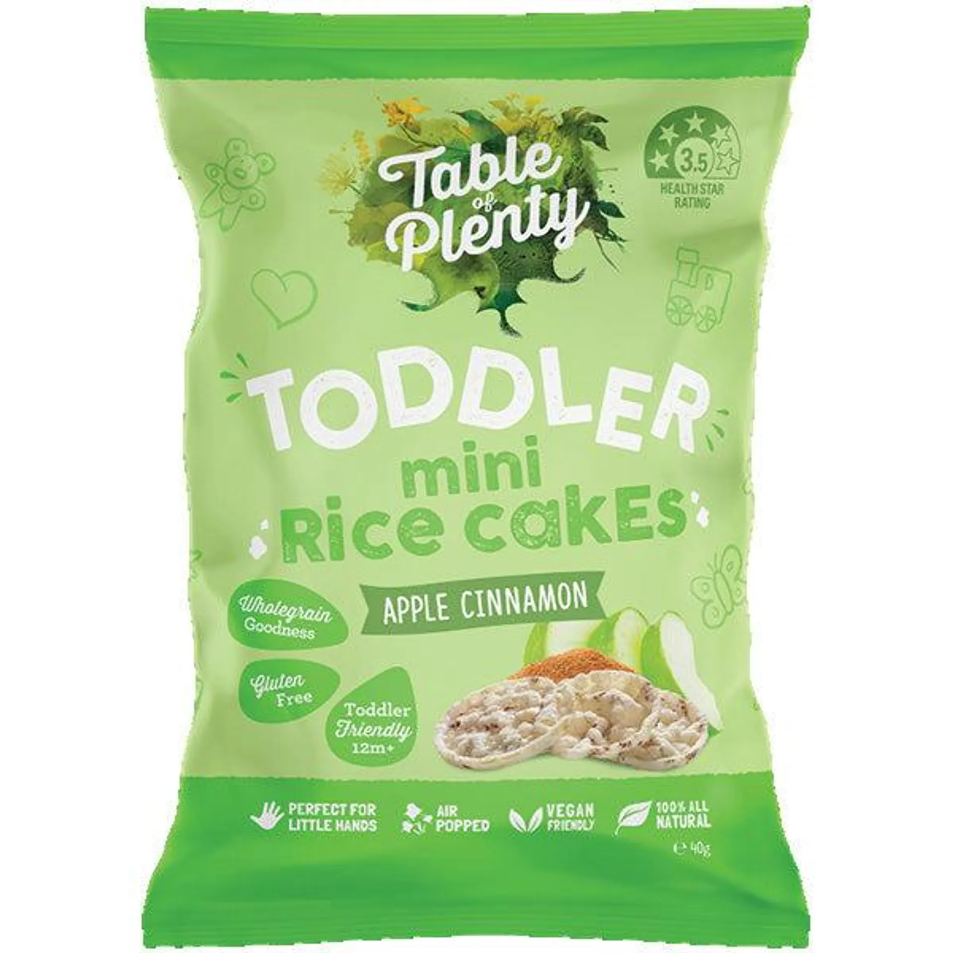 Box of 5 for $4 - Table of Plenty Toddler Rice Cakes Apple & Cinnamon 40g