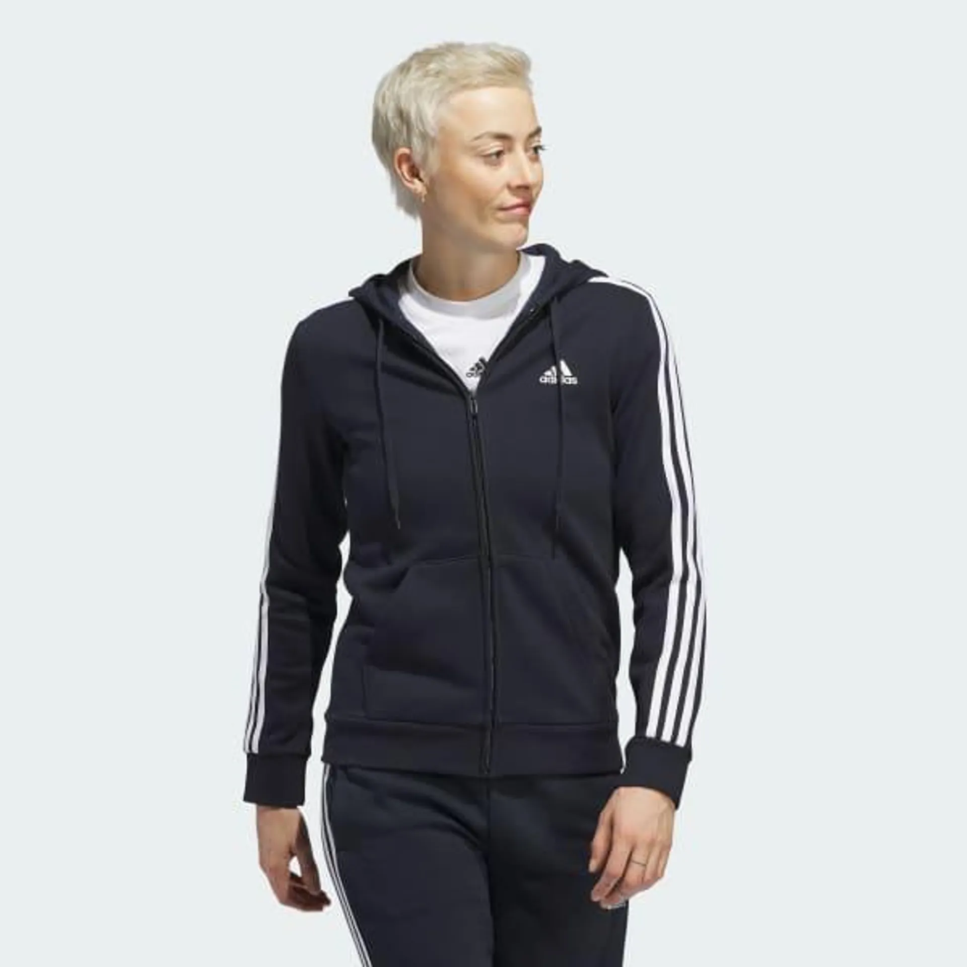 Essentials Fleece 3-Stripes Full-Zip Hoodie