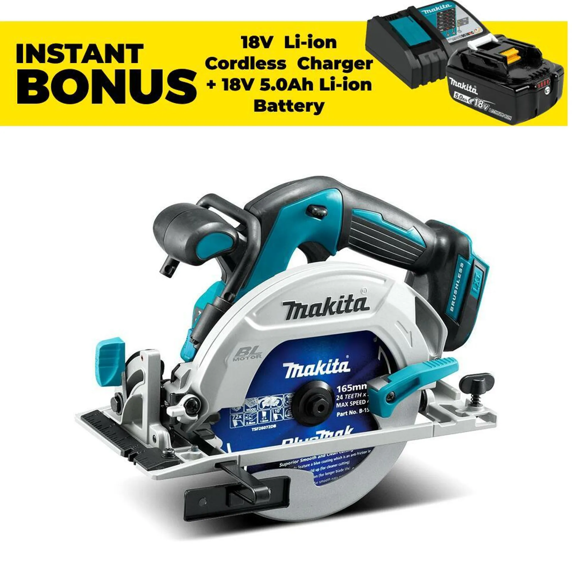 Makita DHS680Z 18V LXT Li-Ion 165mm (6-1/2") Brushless Cordless Circular Saw - Skin Only