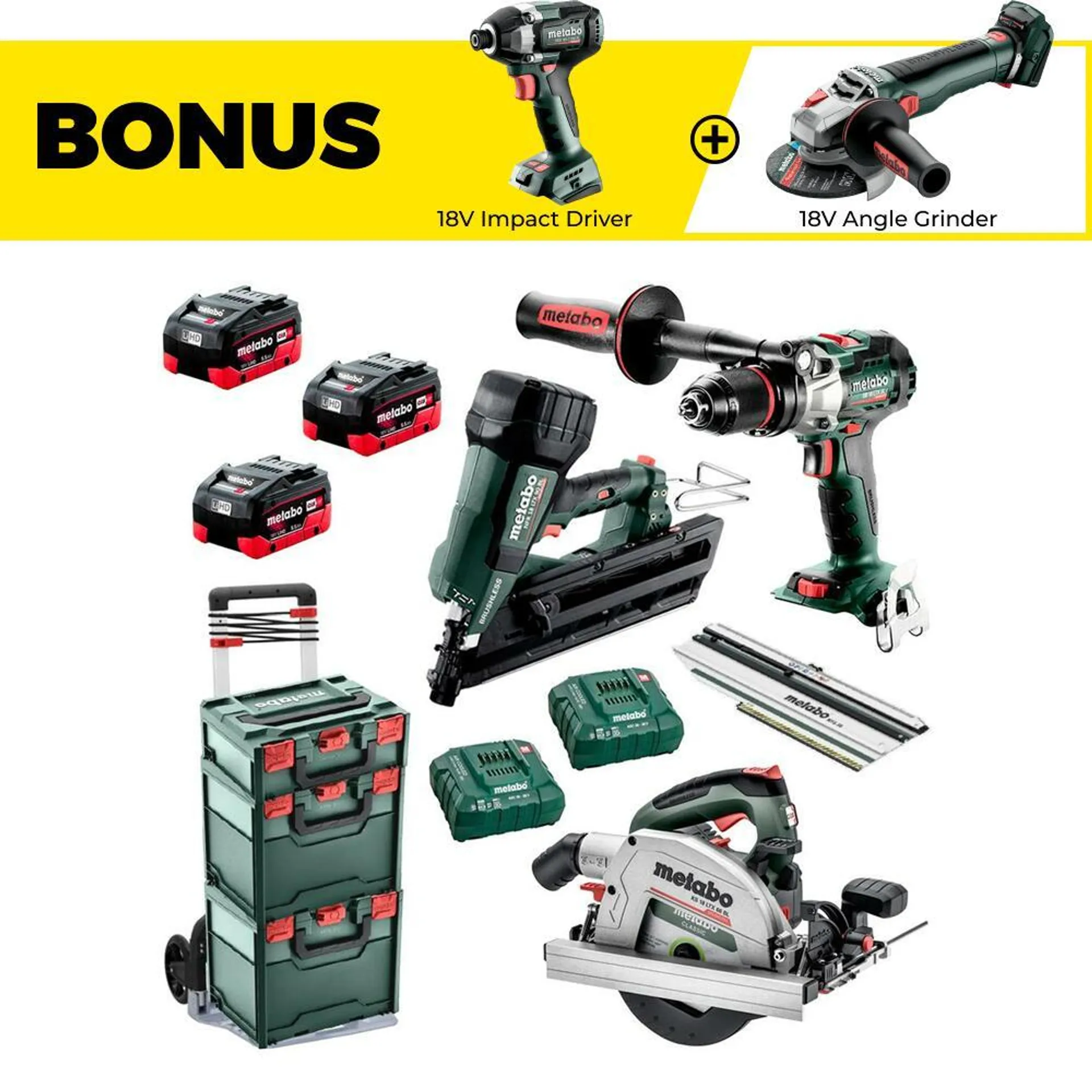 Metabo AU68307850 18V 5.5Ah Li-ion Cordless Brushless 3pce Combo Kit