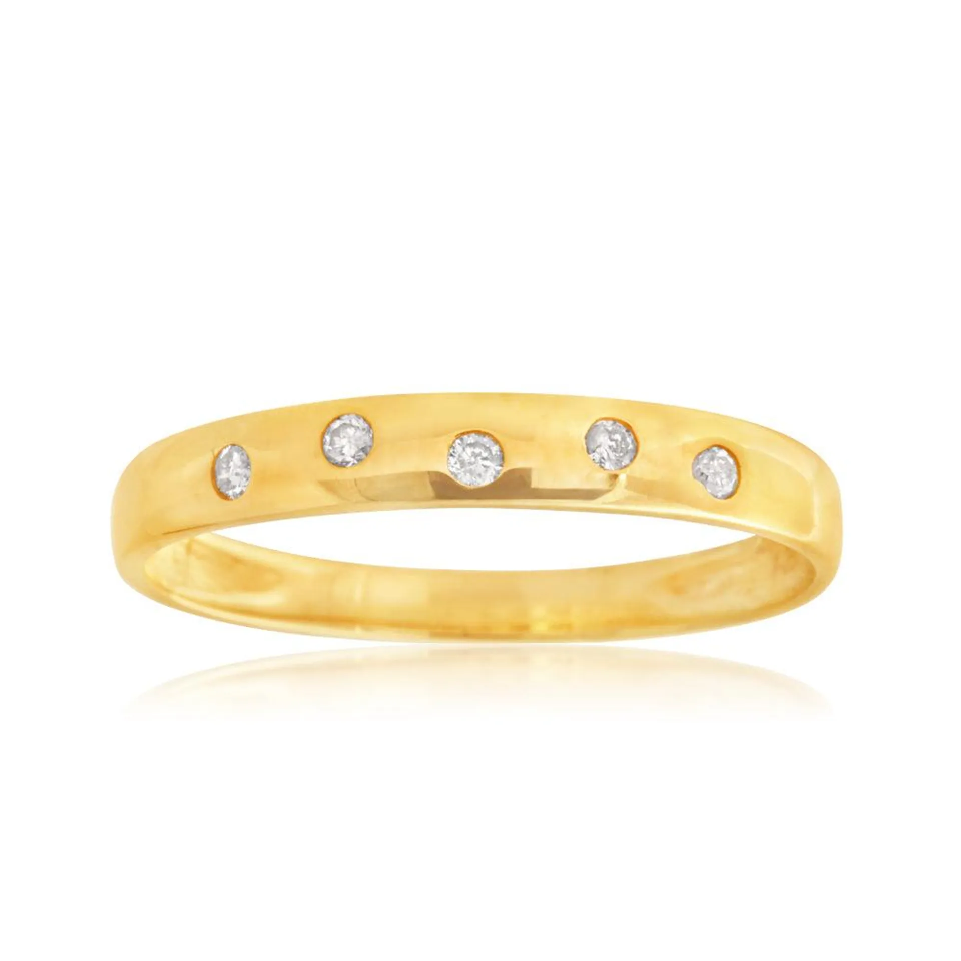 9ct Yellow Gold 0.05 Carat Diamond Ring with 5 Brilliant Cut Diamonds