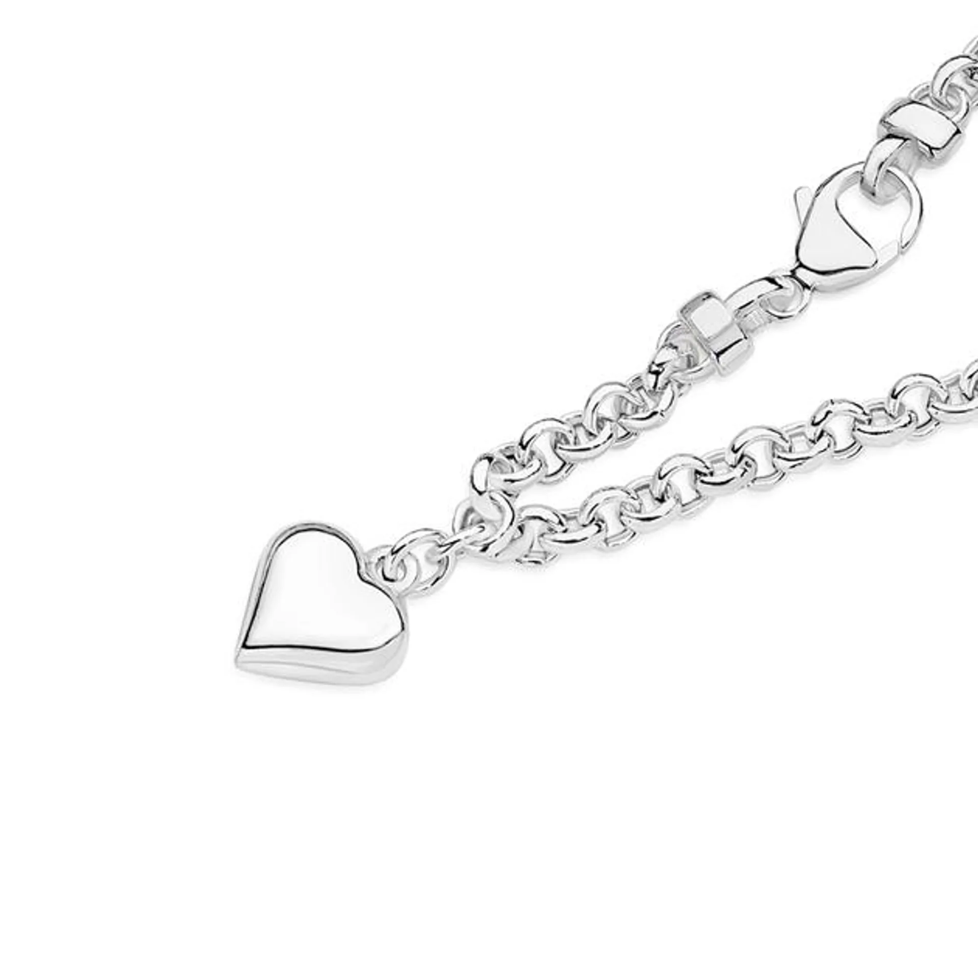 Silver Belcher with Heart Bracelet