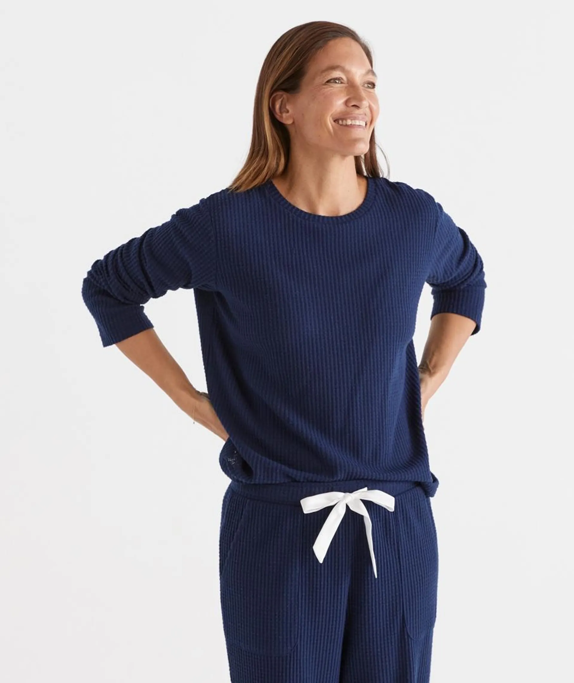 Lounge Navy Waffle Top