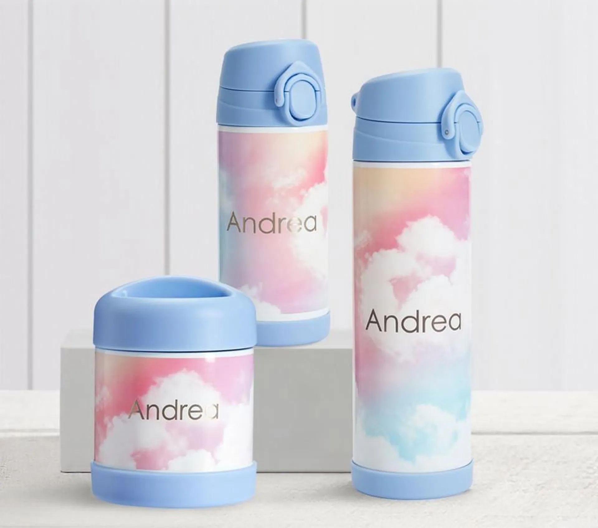 Mackenzie Rainbow Clouds Water Bottles