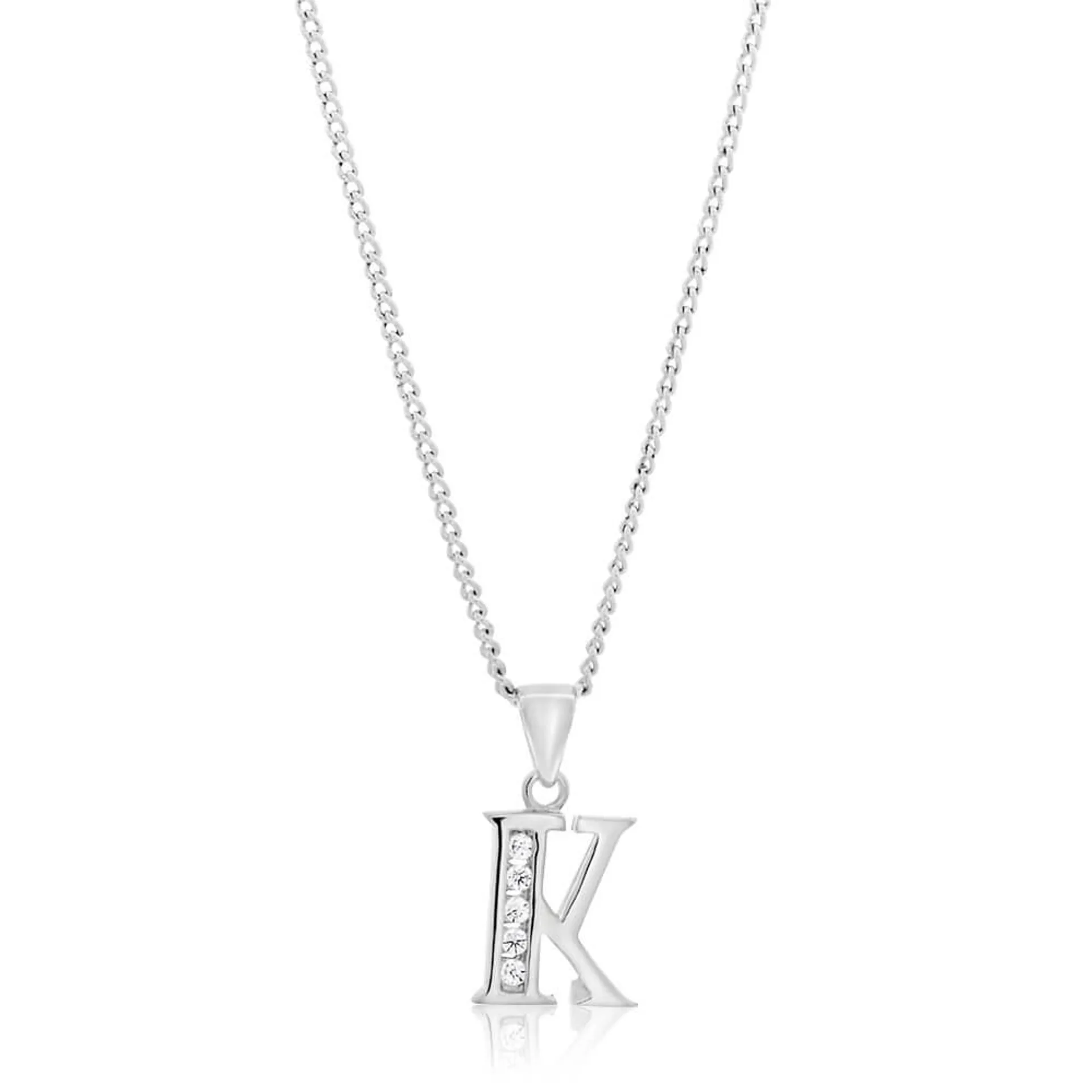Sterling Silver Cubic Zirconia Initial "K" Pendant