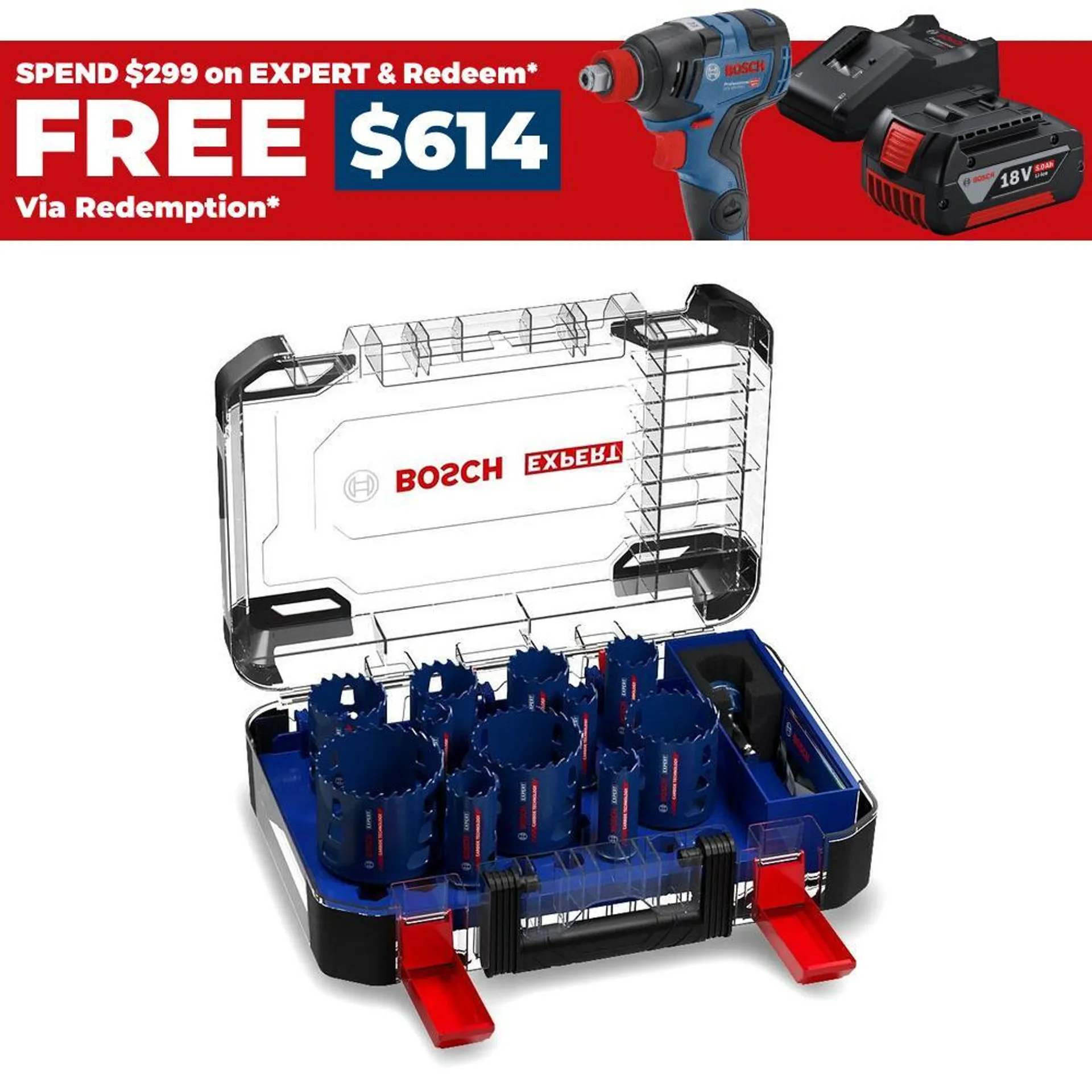 Bosch 2.608.900.448 EXPERT 14pce Tough Material Hole Saw Set