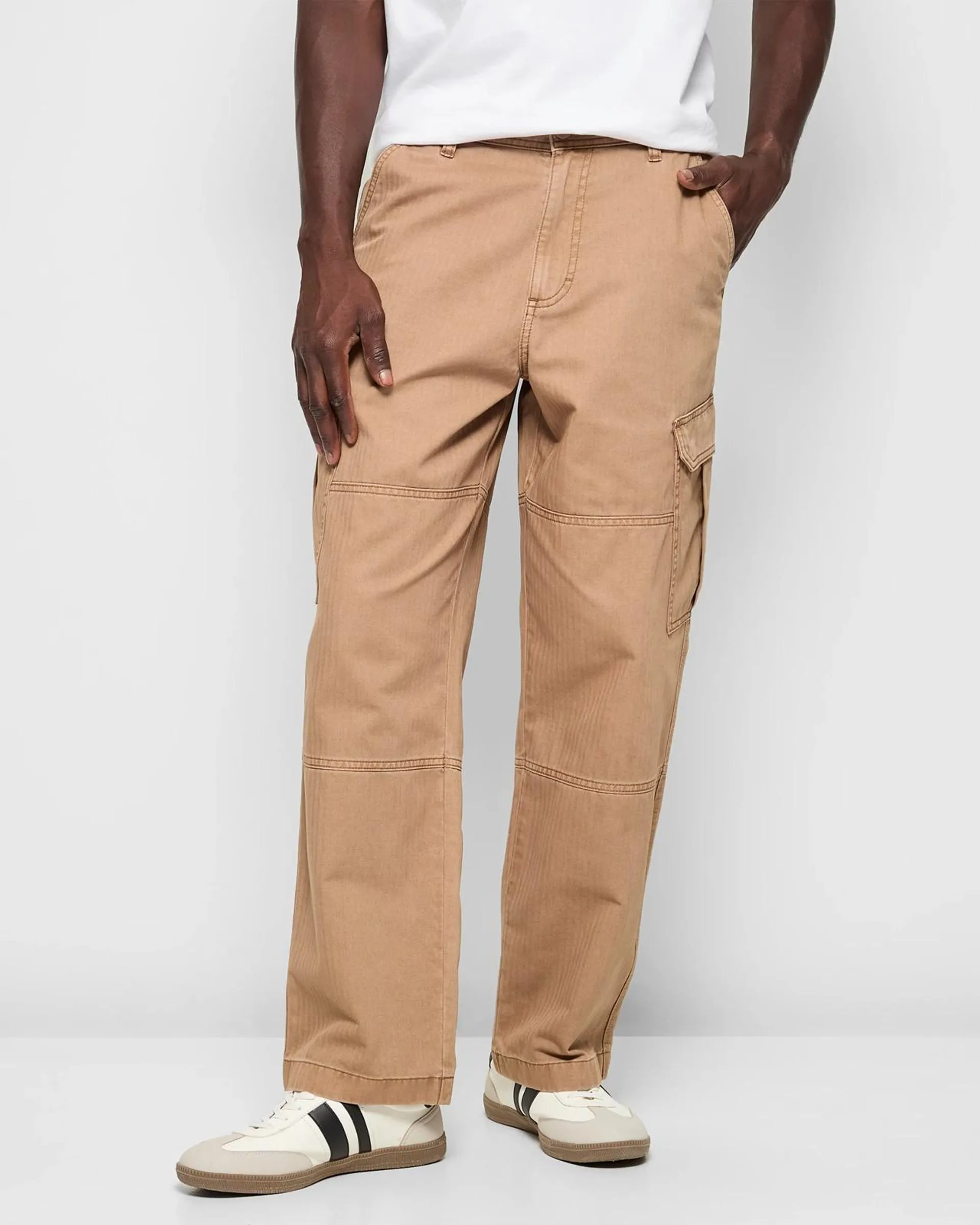 Garment Dyed Utility Wide Leg Cargo Pants - Commons - Otter