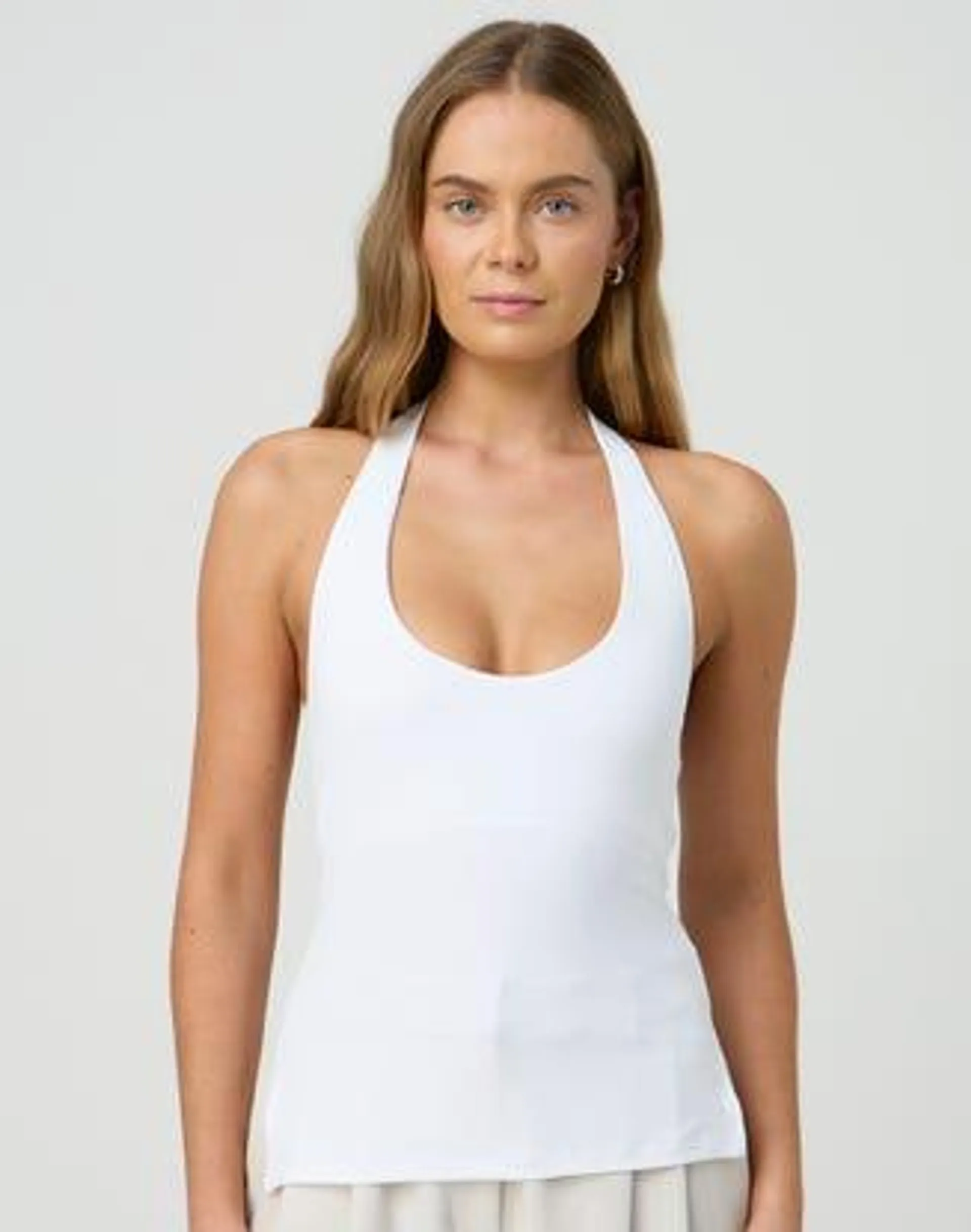 Supersoft Scoop Neck Halter Top