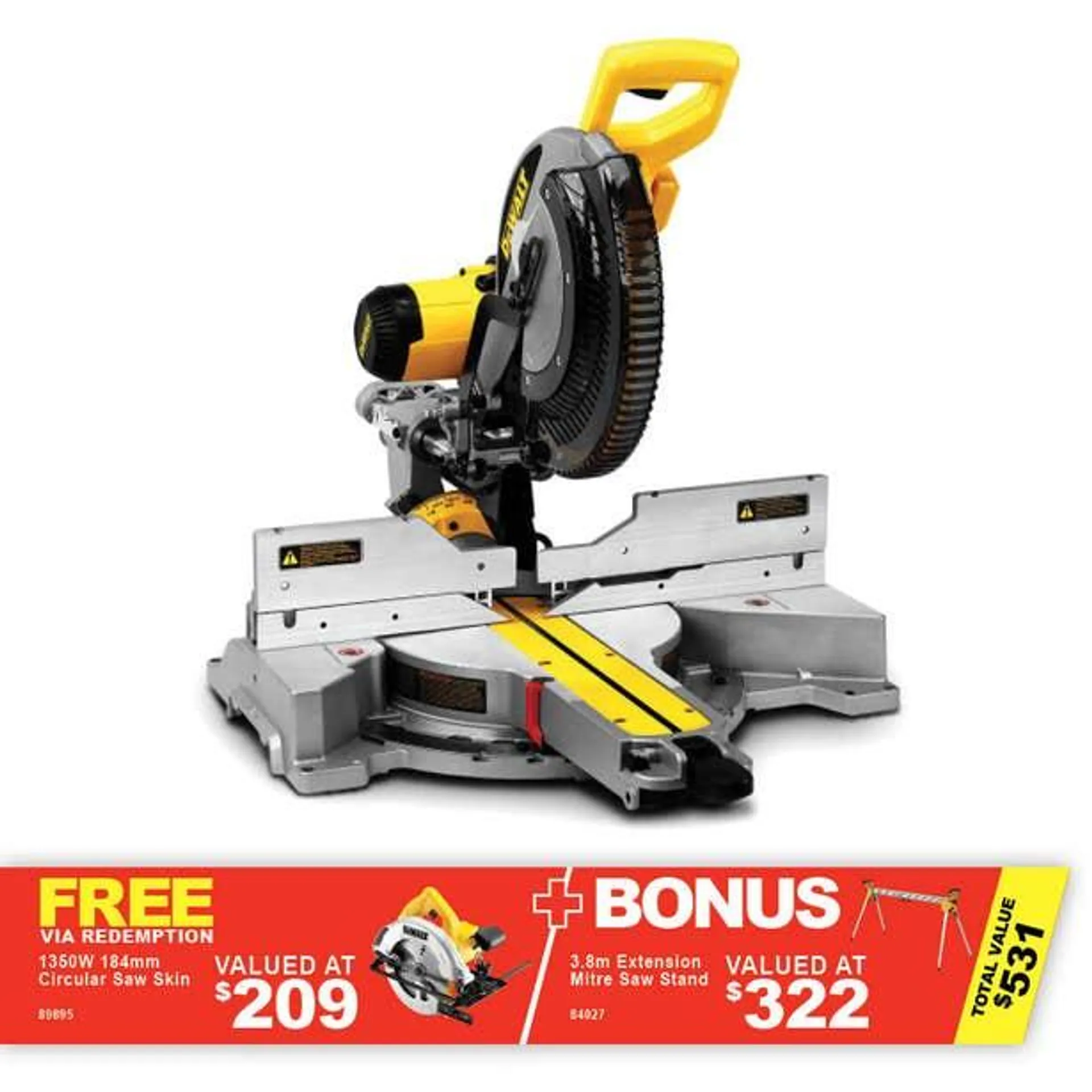 DEWALT 1675W 305mm Sliding Compound Mitre Saw DWS780-XE