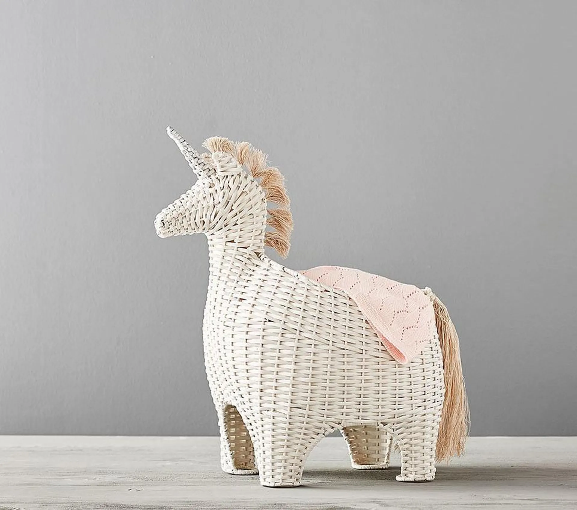 Unicorn Shaped Wicker Storage