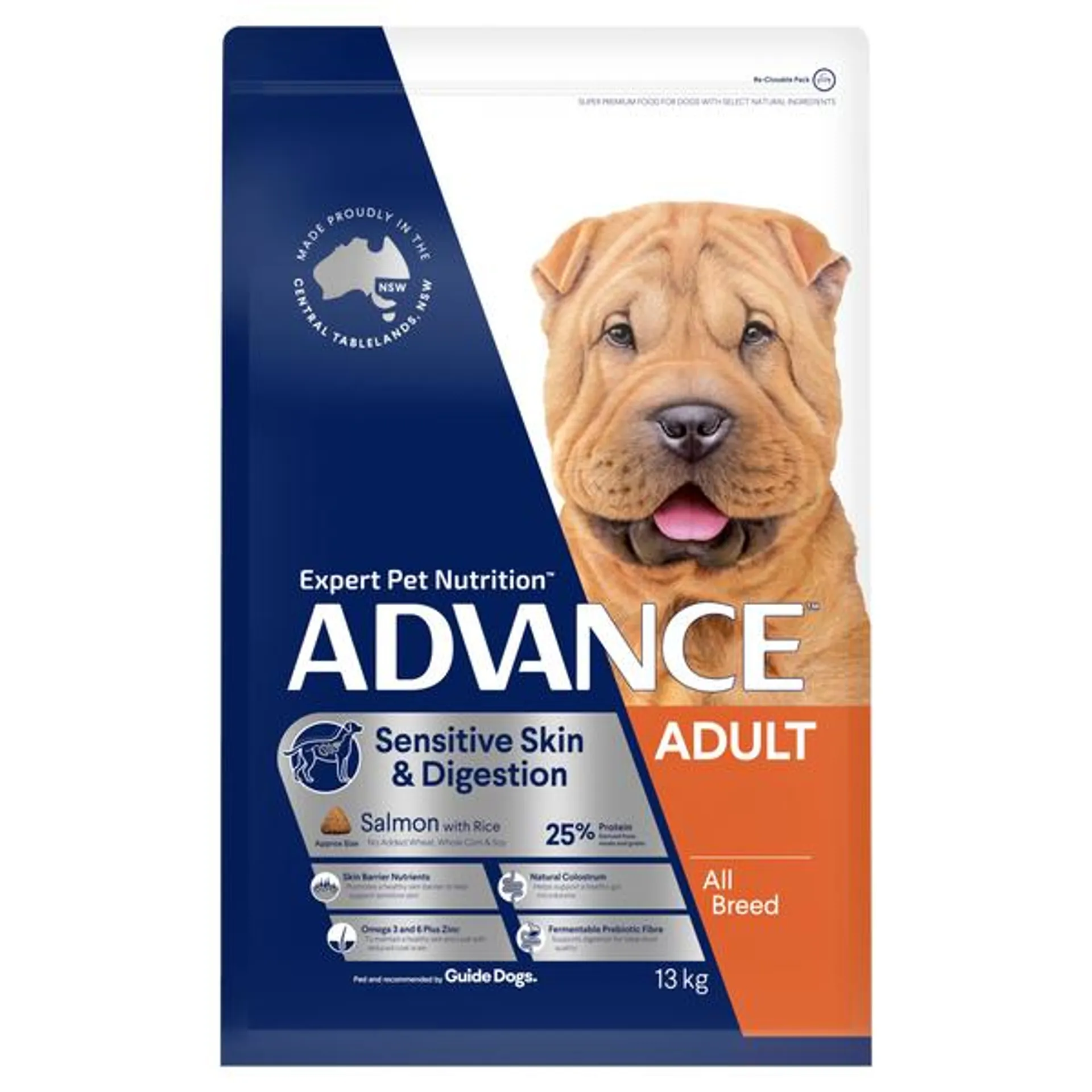 ADVANCE - Sensitive Skin & Digestion Adult All Breed Salmon with Rice Dog Dry Food (13kg)