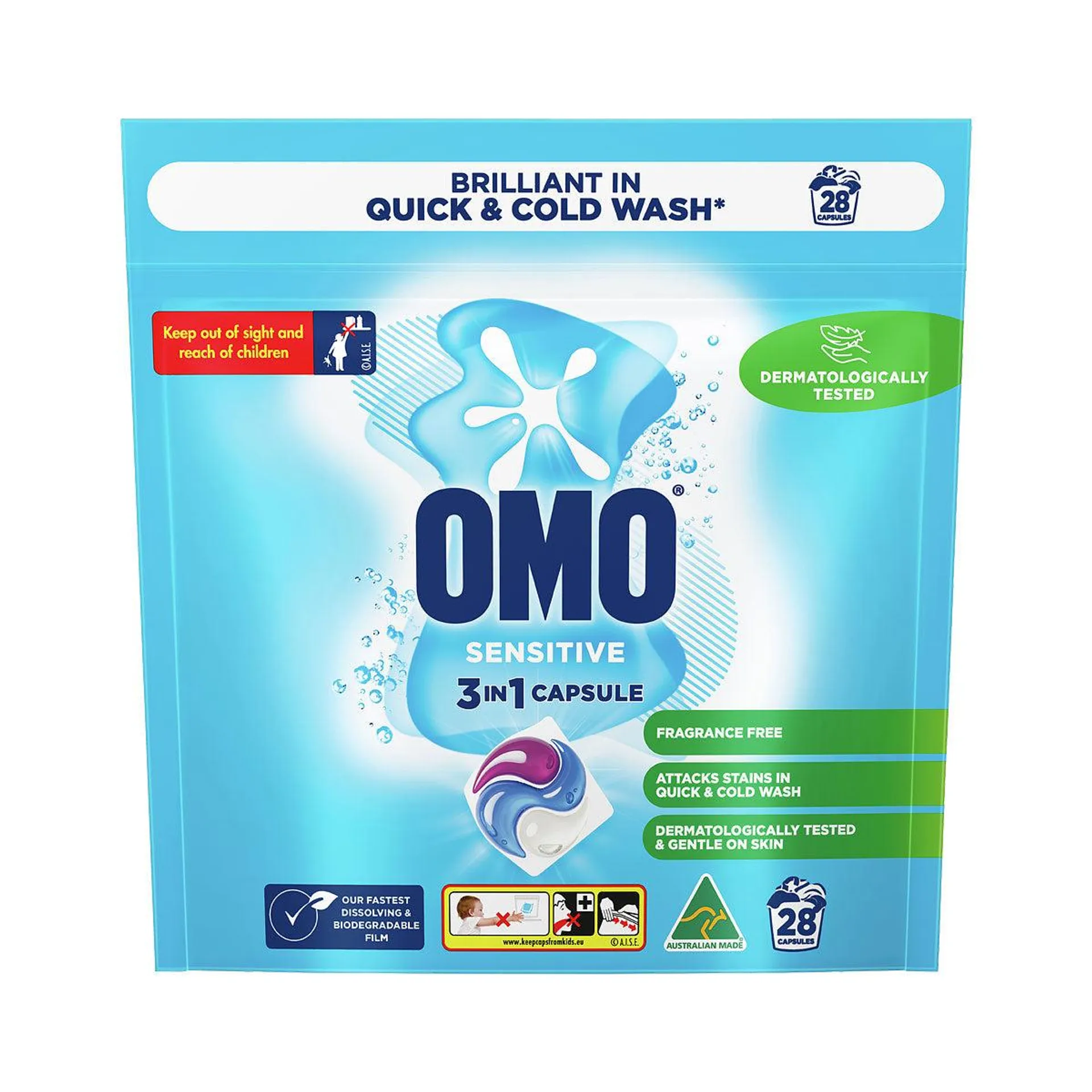 OMO Laundry Capsules 3 in 1 Sensitive 28pk