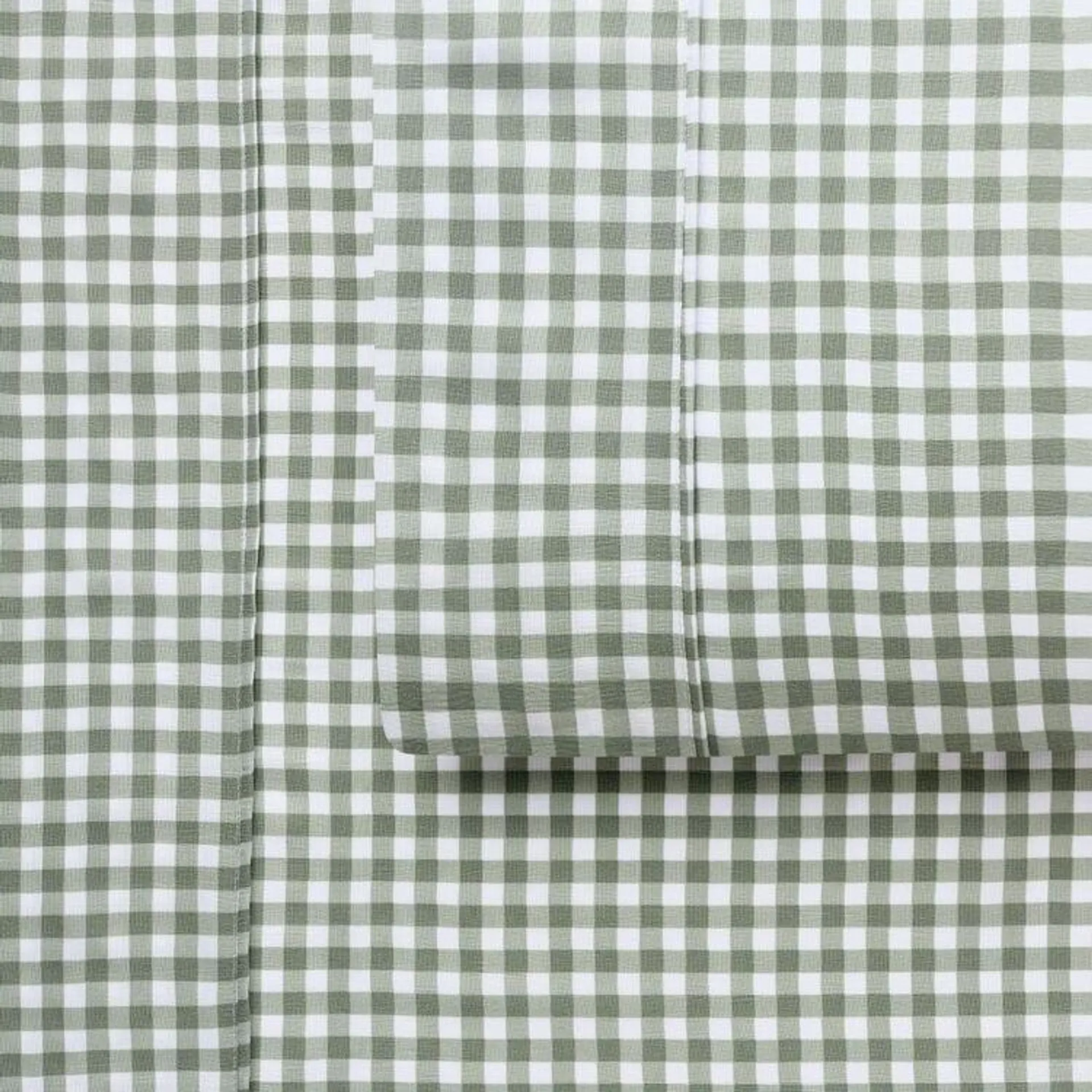 Emerald Hill Gingham Washed Micro Fibre Sheet Set Sage