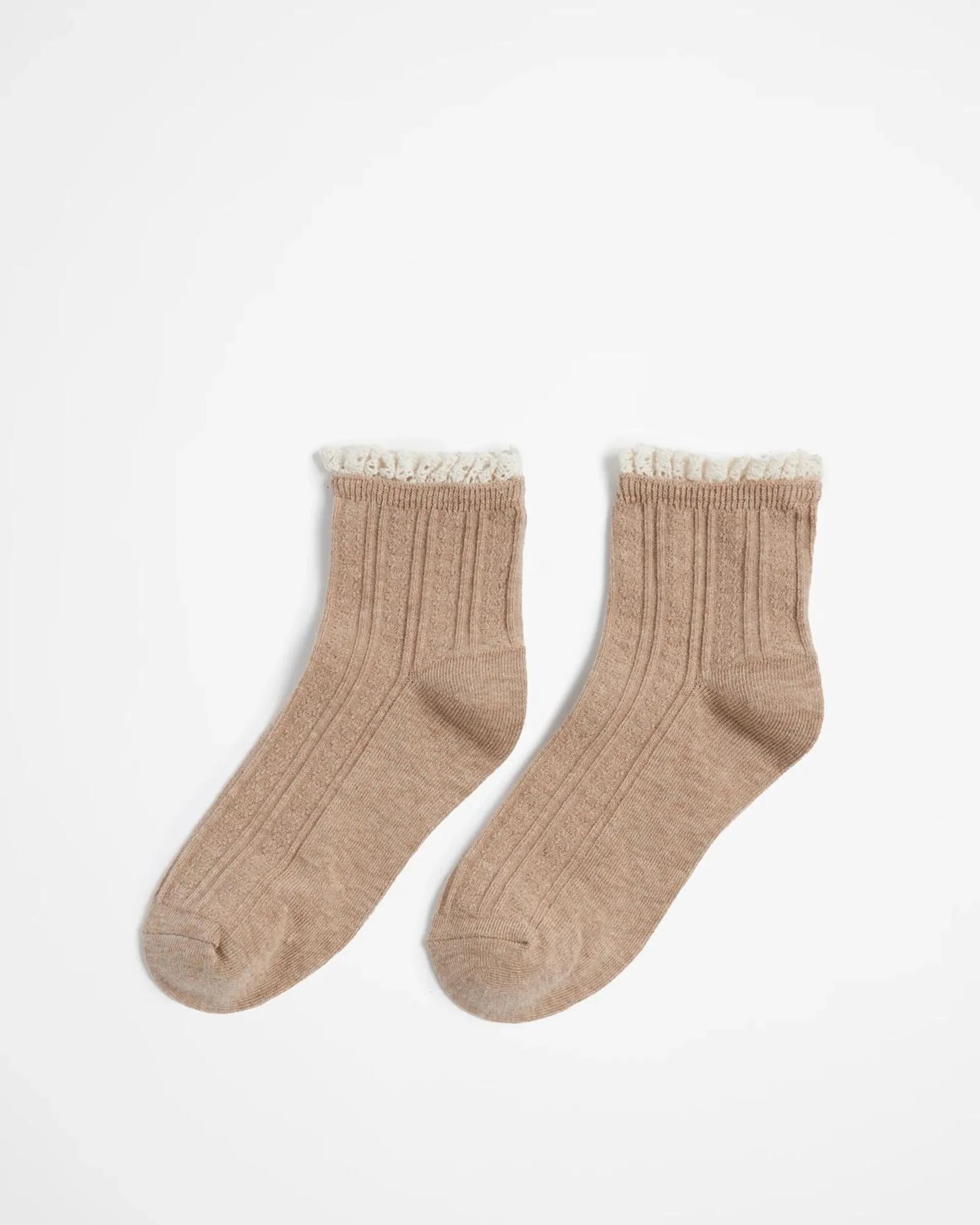 Low Cut Cable Frill Socks - AC-Lab - Neutral Marle