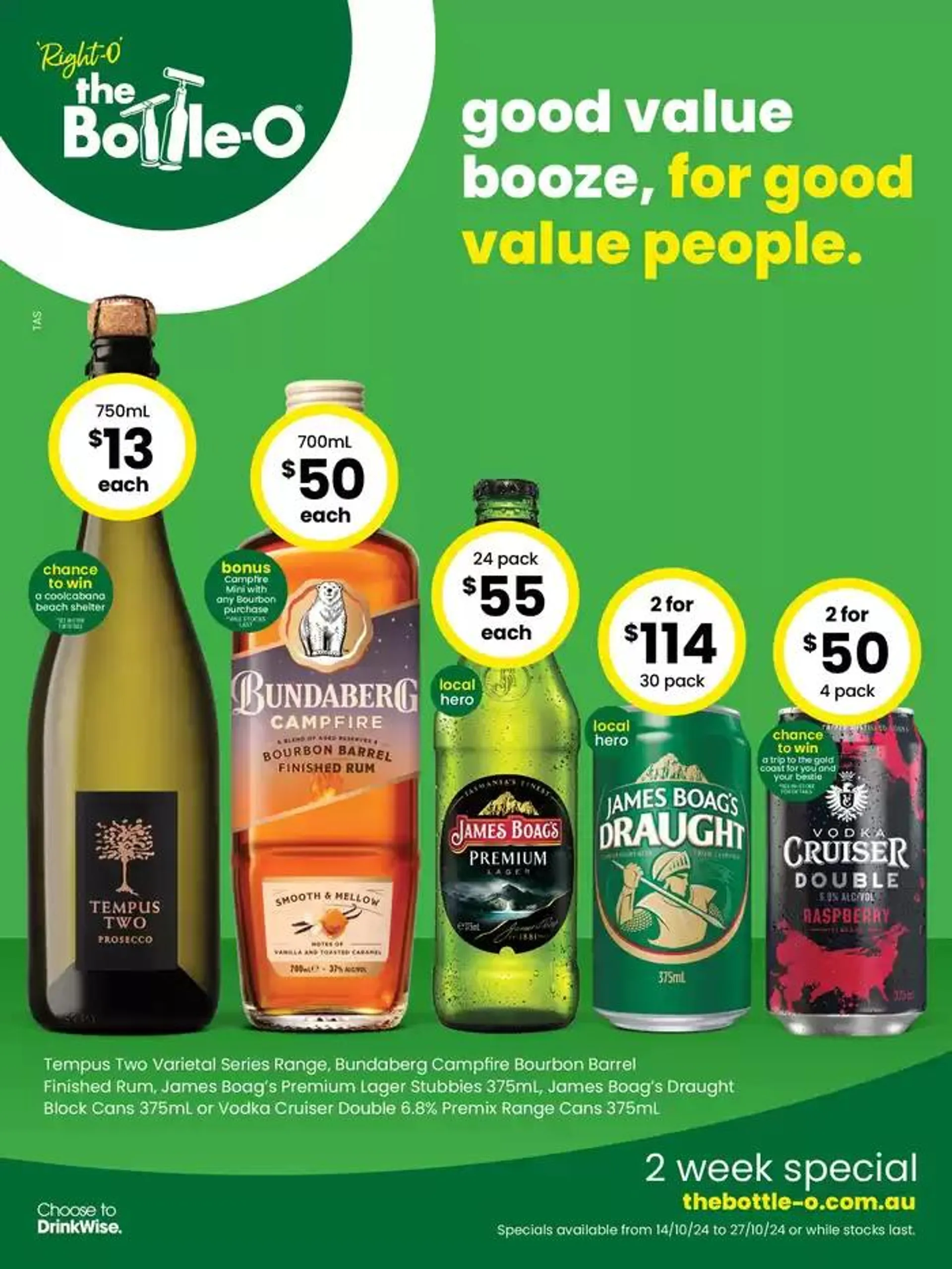 Good Value Booze, For Good Value People 14/10 - Catalogue valid from 14 October to 27 October 2024 - page 1