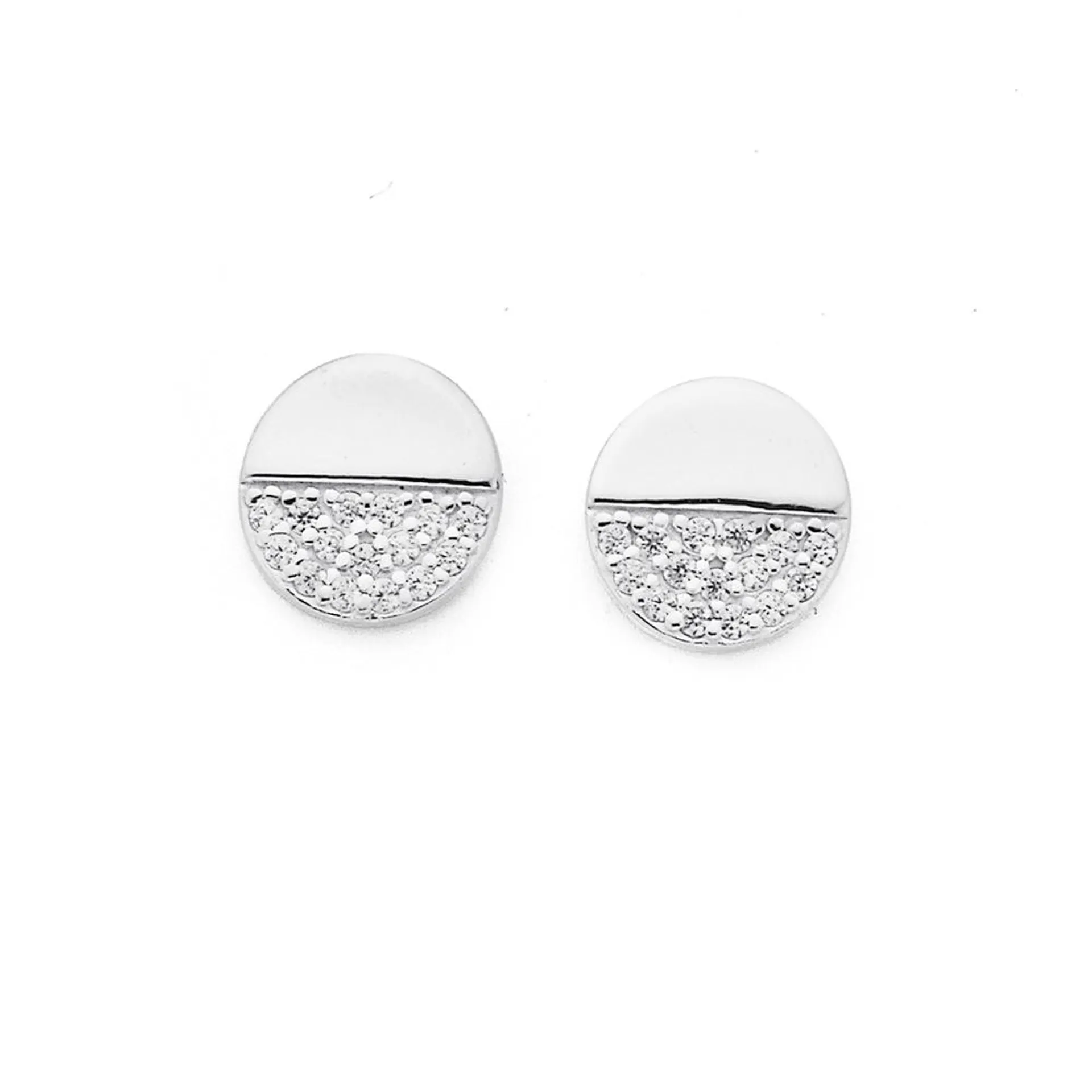 Silver Cubic Zirconia Luna Stud Earrings