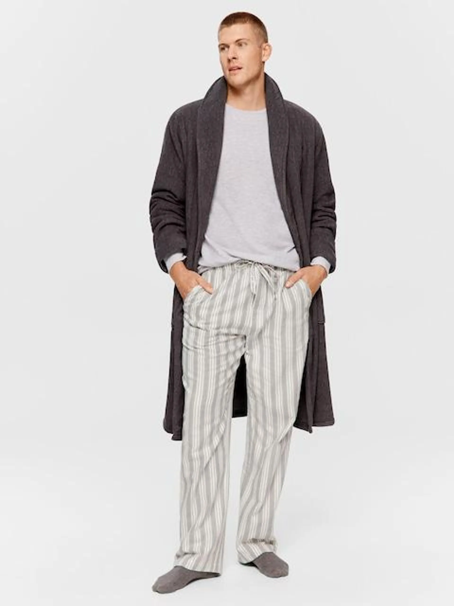 Grey Stripe Flannelette Pj Pant