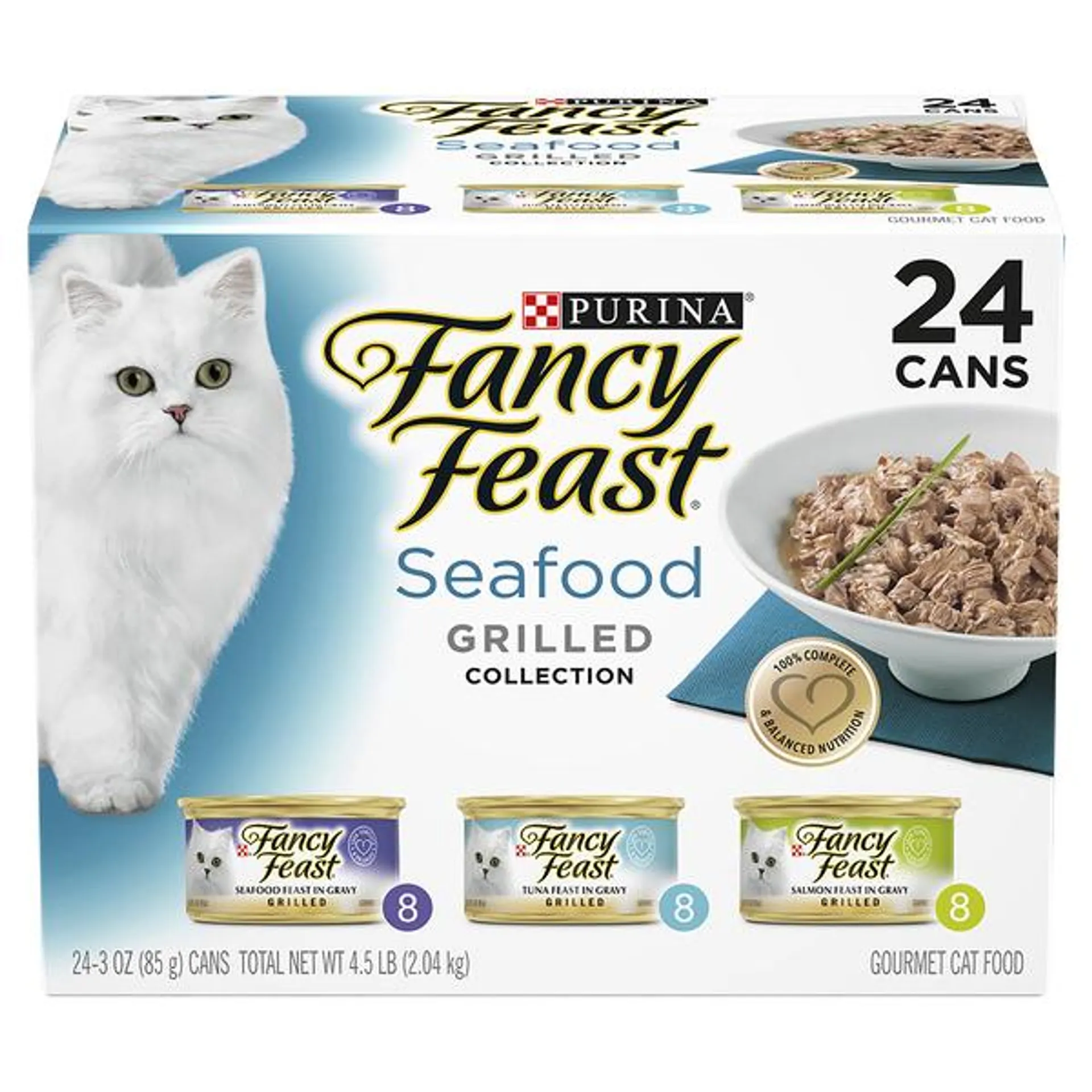 FANCY FEAST - Adult Classic Seafood Grilled Collection Wet Cat Food (85g x 24pk)
