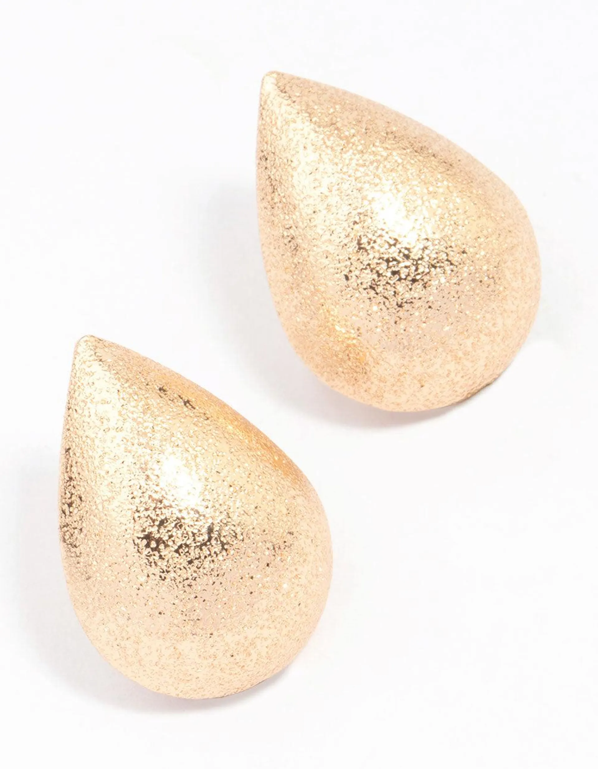 Gold Sandblast Teardrop Stud Earrings