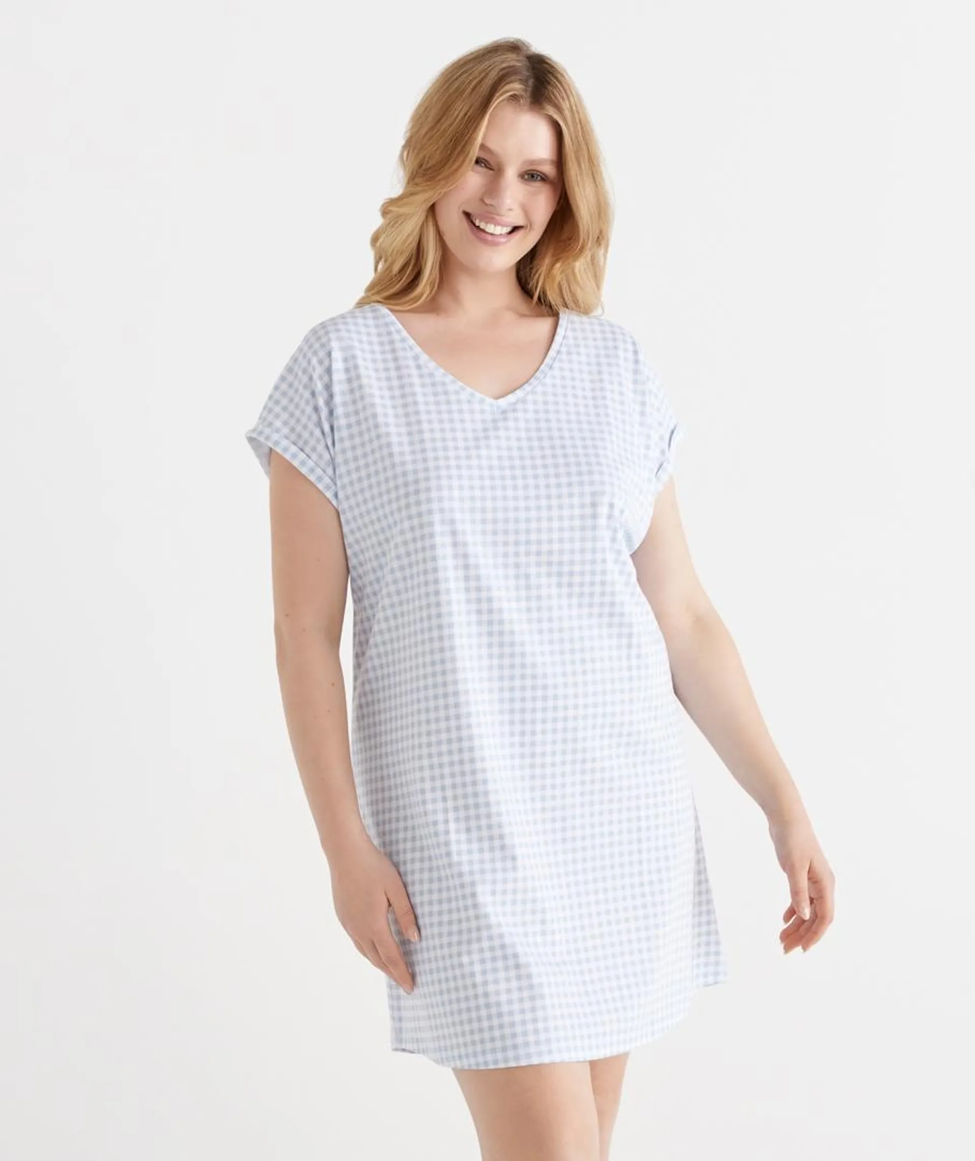 Australian Cotton Gingham V Neck Nightie