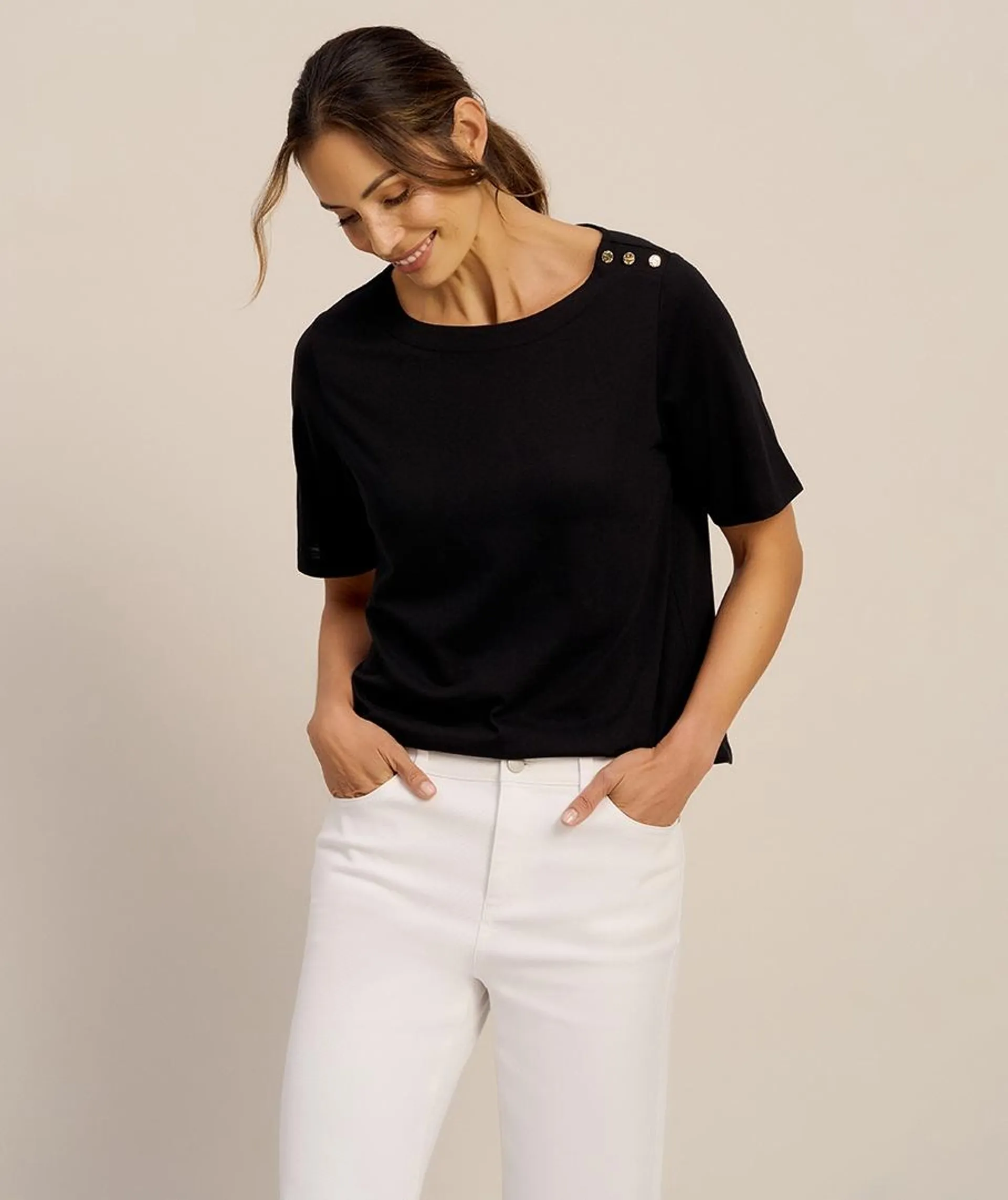 Button Shoulder Tee