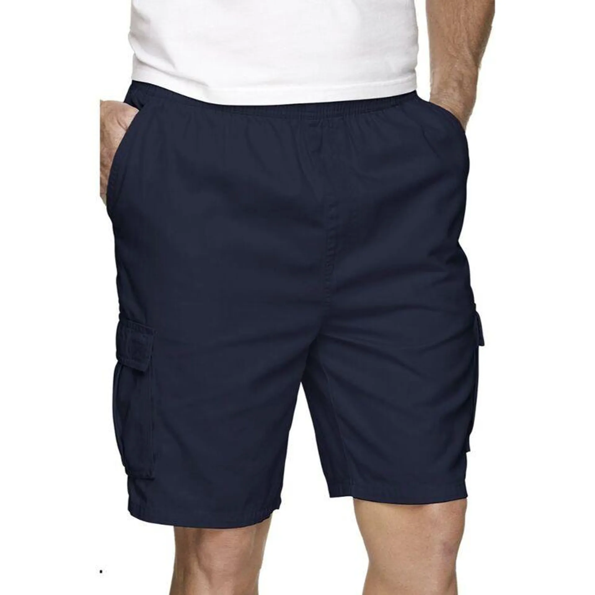 Savane Men's Elastic Waist Cargo Shorts Navy